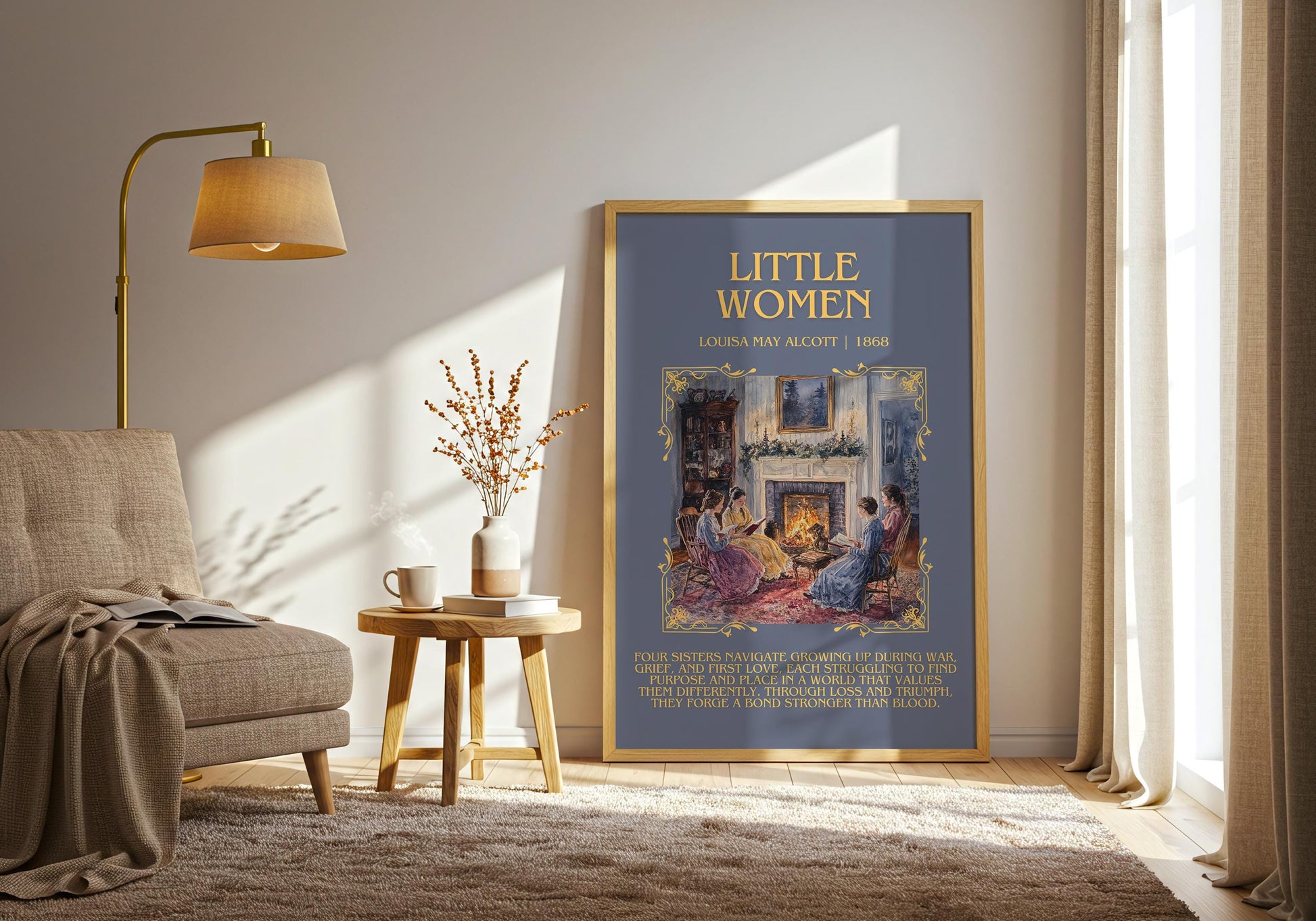 Little Women by Louisa May Alcott Descriptive, High Quality Poster Print.Free Delivery Wall Art. Author&Blurb Book Artwork Novel Nook