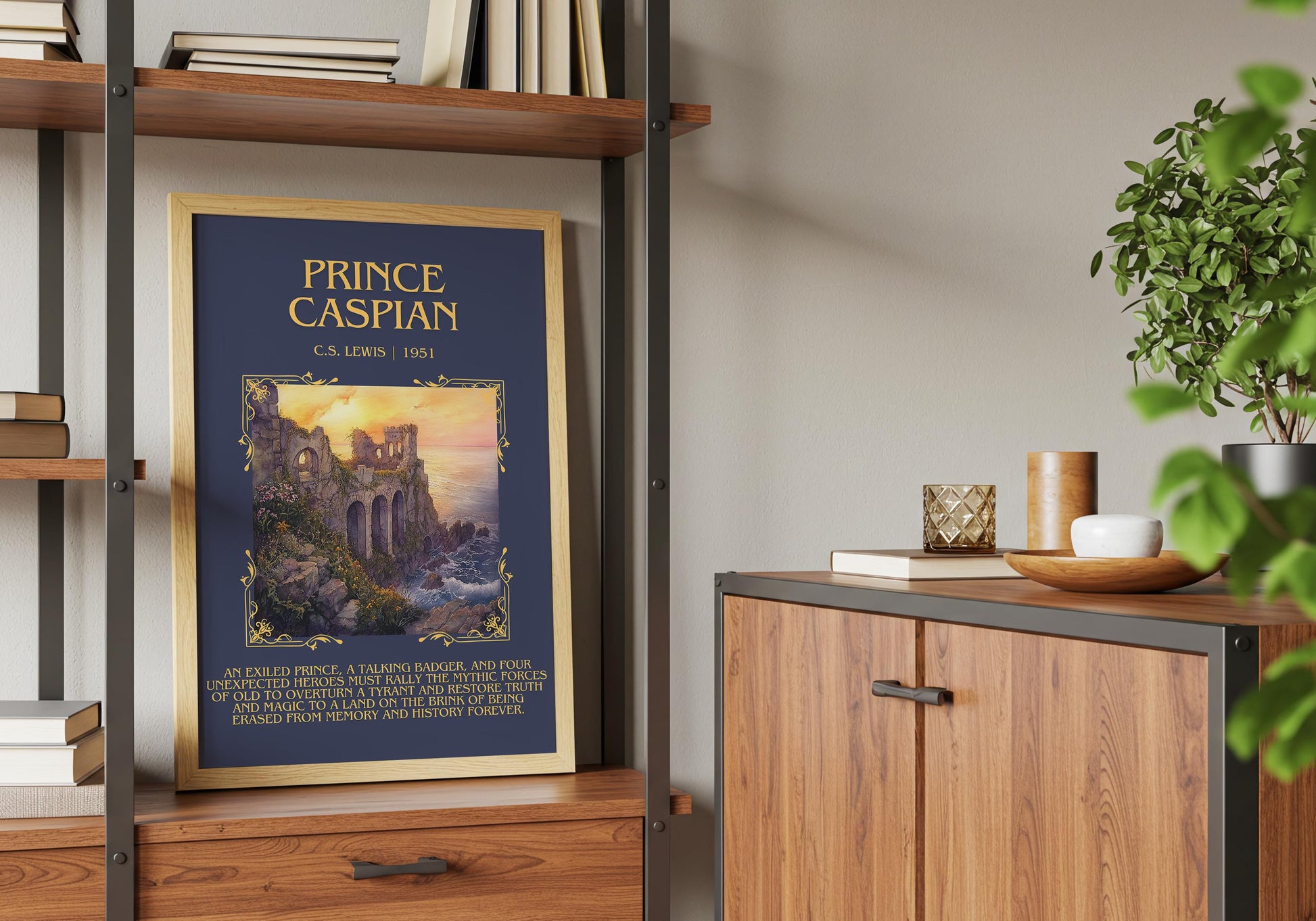 Prince Caspian by C.S. Lewis Descriptive, High Quality Poster Print.Free Delivery Wall Art. Author&Blurb Book Artwork Novel Library Gift