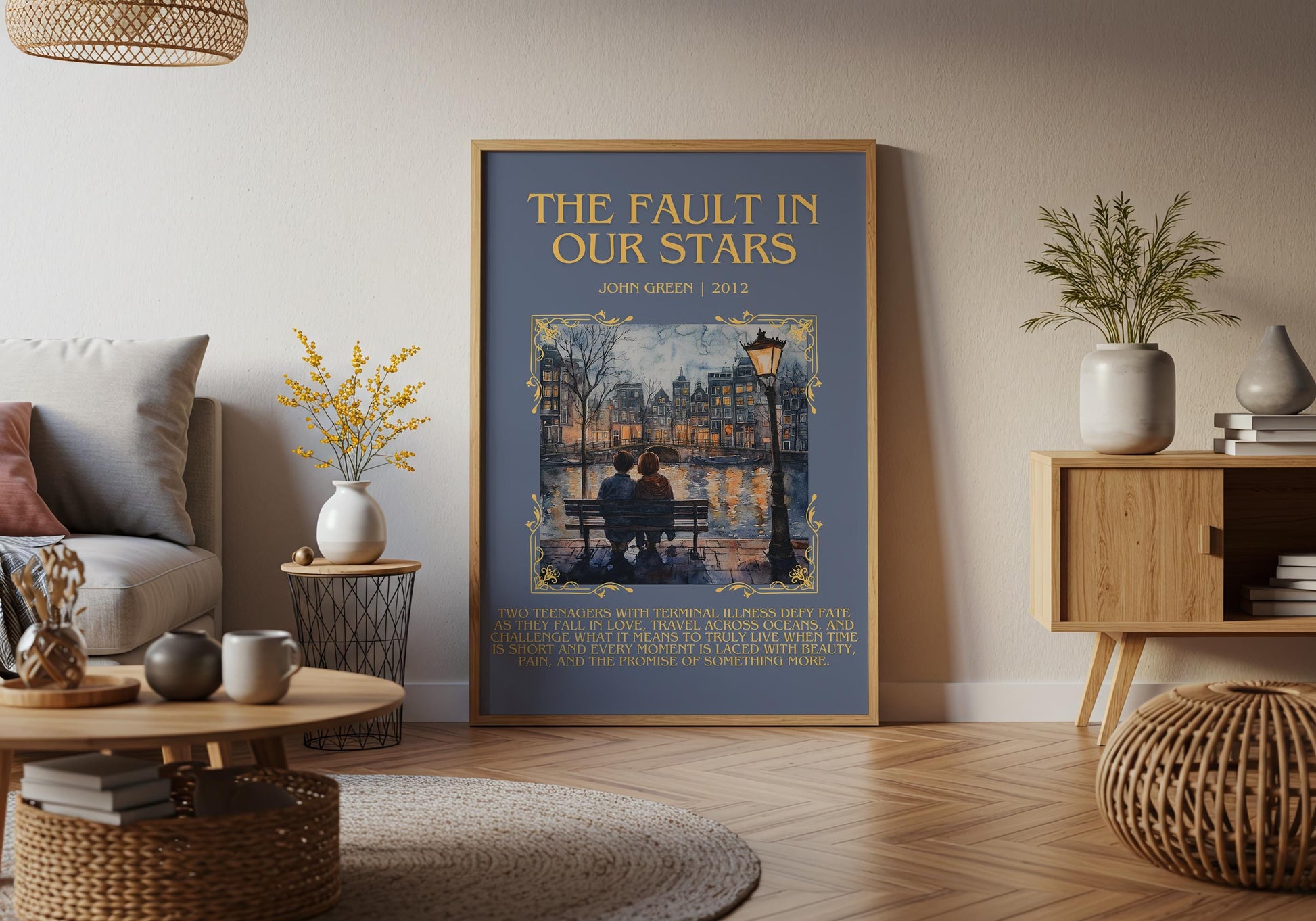 The Fault In Our Stars by John Green Descriptive, High Quality Poster Print.Free Delivery Wall Art. Author&Blurb Book Nook Library Gift