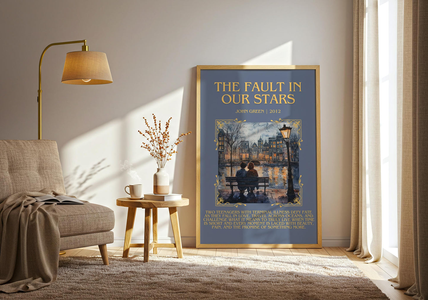 The Fault In Our Stars by John Green Descriptive, High Quality Poster Print.Free Delivery Wall Art. Author&Blurb Book Nook Library Gift