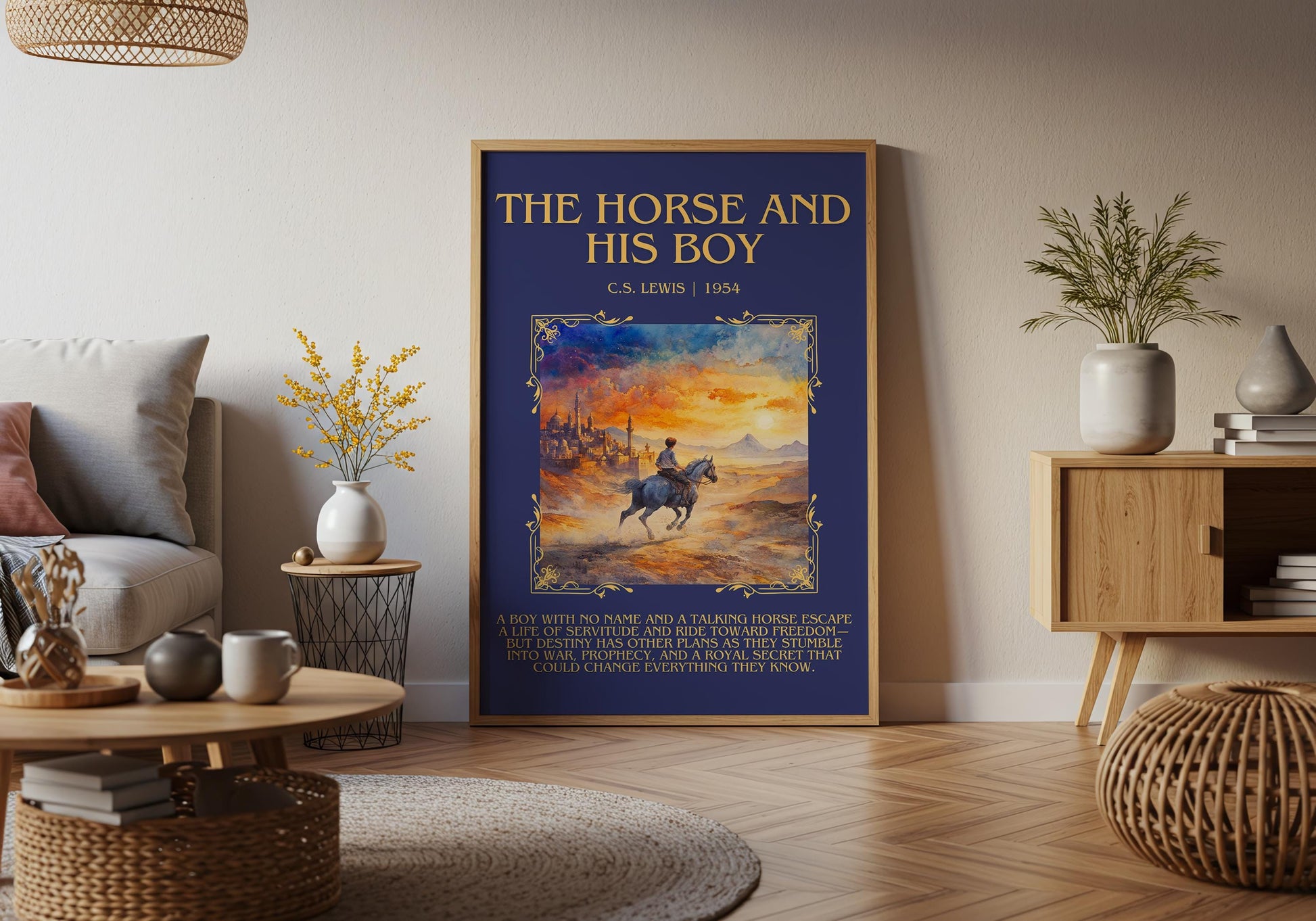 The Horse And His Boy by C.S. Lewis Descriptive, High Quality Poster Print.Free Delivery Wall Art. Author&Blurb Book Library Nook Gift