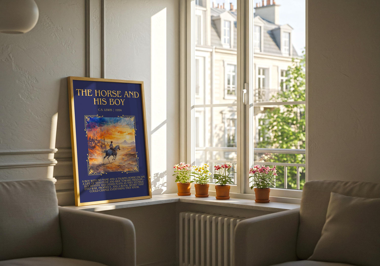 The Horse And His Boy by C.S. Lewis Descriptive, High Quality Poster Print.Free Delivery Wall Art. Author&Blurb Book Library Nook Gift