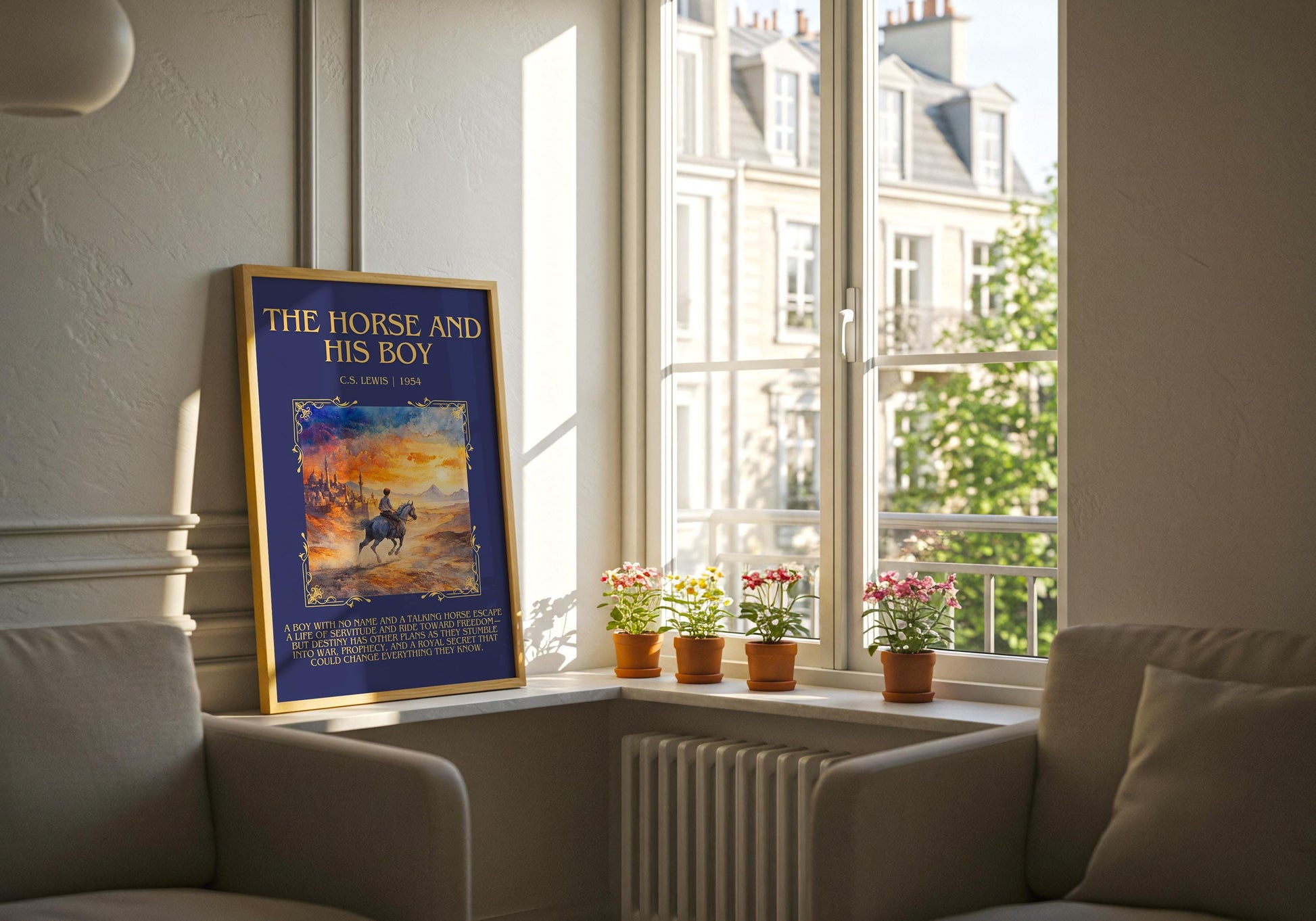 The Horse And His Boy by C.S. Lewis Descriptive, High Quality Poster Print.Free Delivery Wall Art. Author&Blurb Book Library Nook Gift