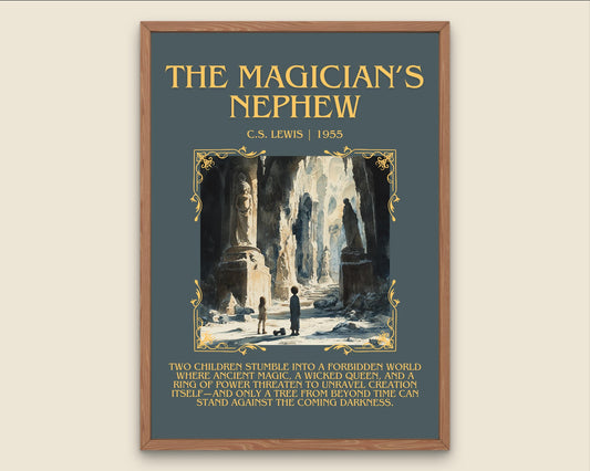 The Magician's Nephew by C.S. Lewis Descriptive, High Quality Poster Print.Free Delivery Wall Art. Author&Blurb Book Library Nook Gift