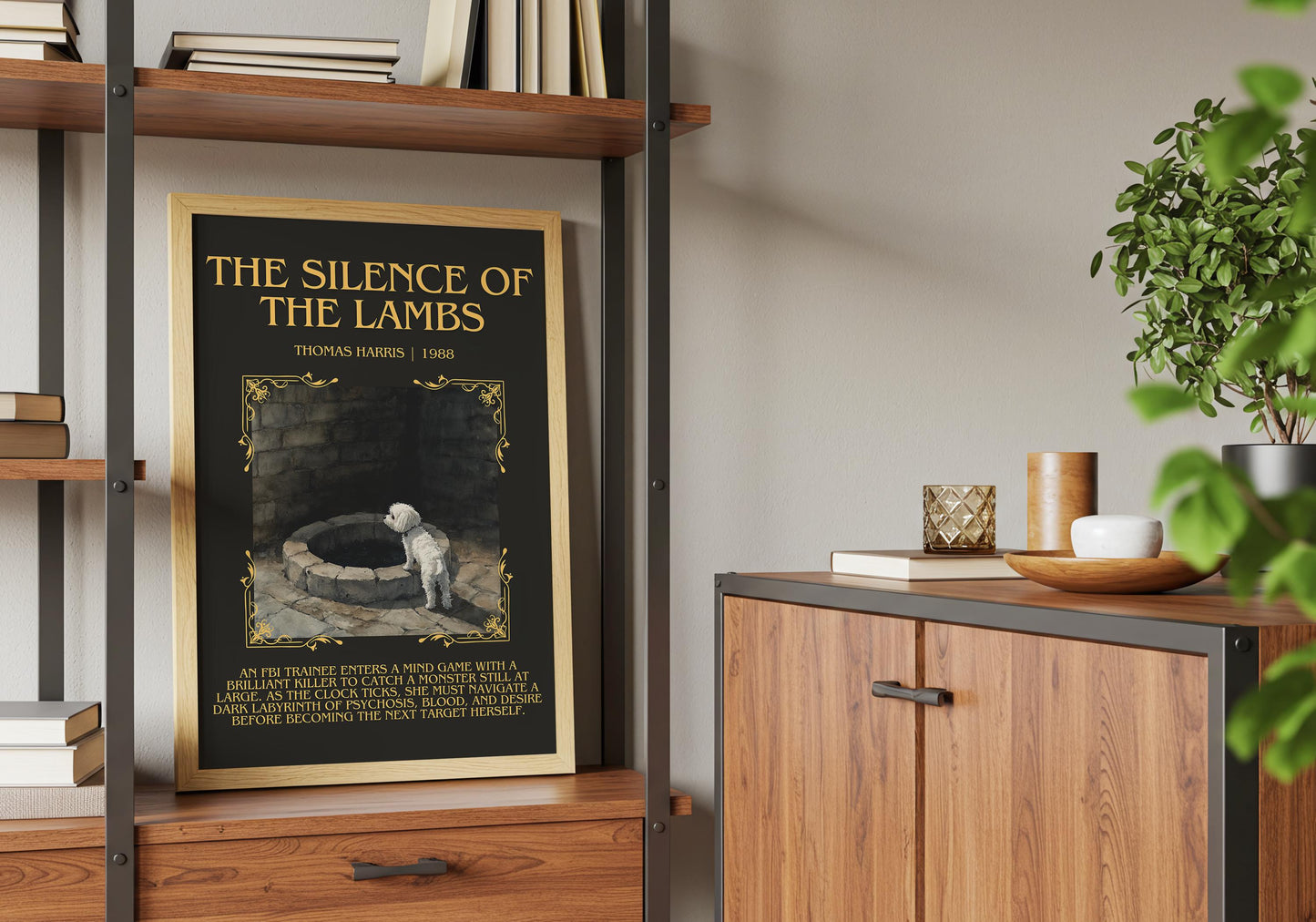 The Silence Of The Lambs by Thomas Harris Descriptive, High Quality Poster Print.Free Delivery Wall Art. Author&Blurb Book Library Nook Gift