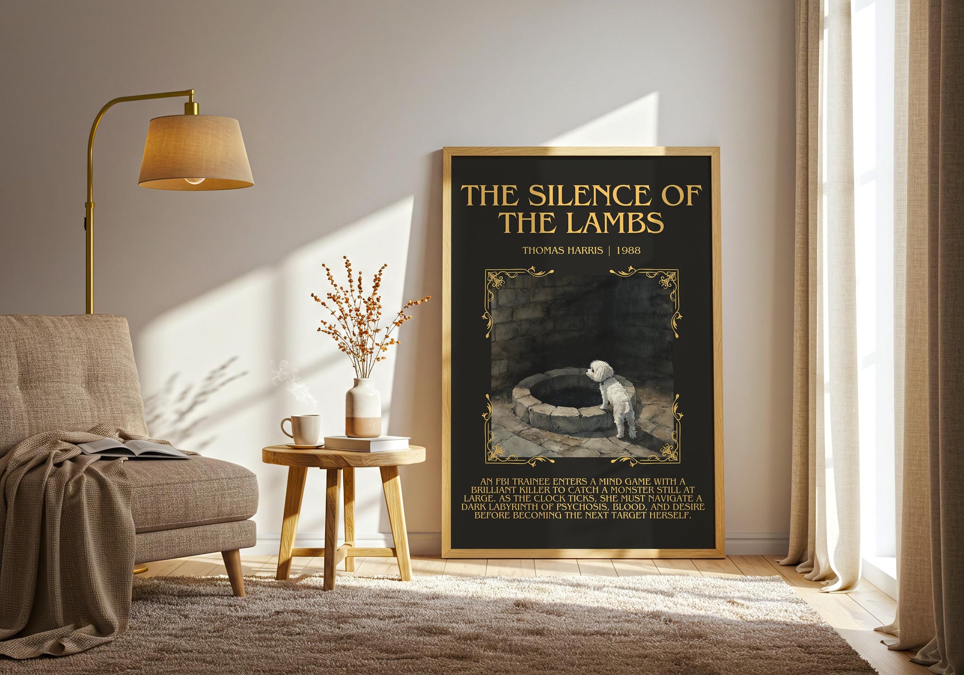 The Silence Of The Lambs by Thomas Harris Descriptive, High Quality Poster Print.Free Delivery Wall Art. Author&Blurb Book Library Nook Gift