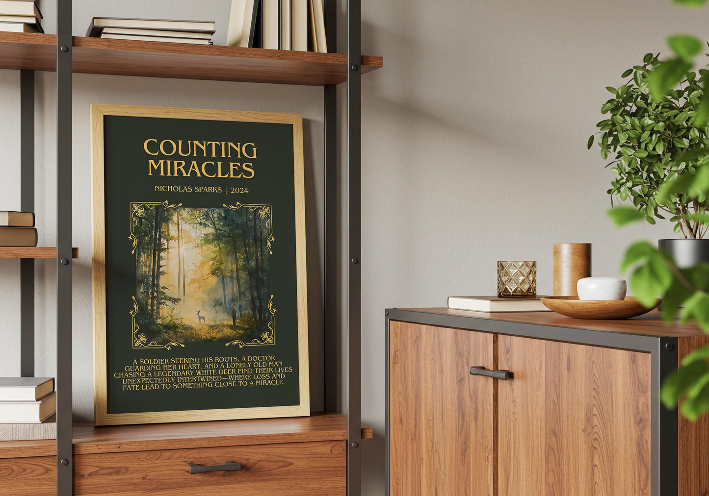 Counting Miracles by Nicholas Sparks Descriptive, High Quality Poster Print.Free Delivery Wall Art.Author&Blurb Book Artwork. Book Gift