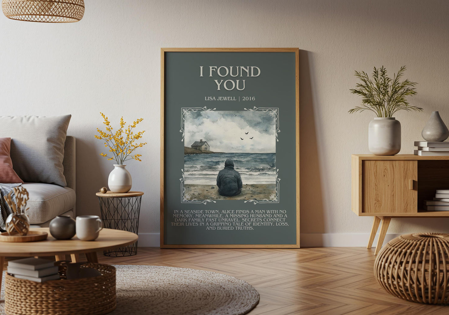 I Found You by Lisa Jewell Descriptive, High Quality Poster Print.Free Delivery Wall Art.Author&Blurb Book Artwork. Book Gift