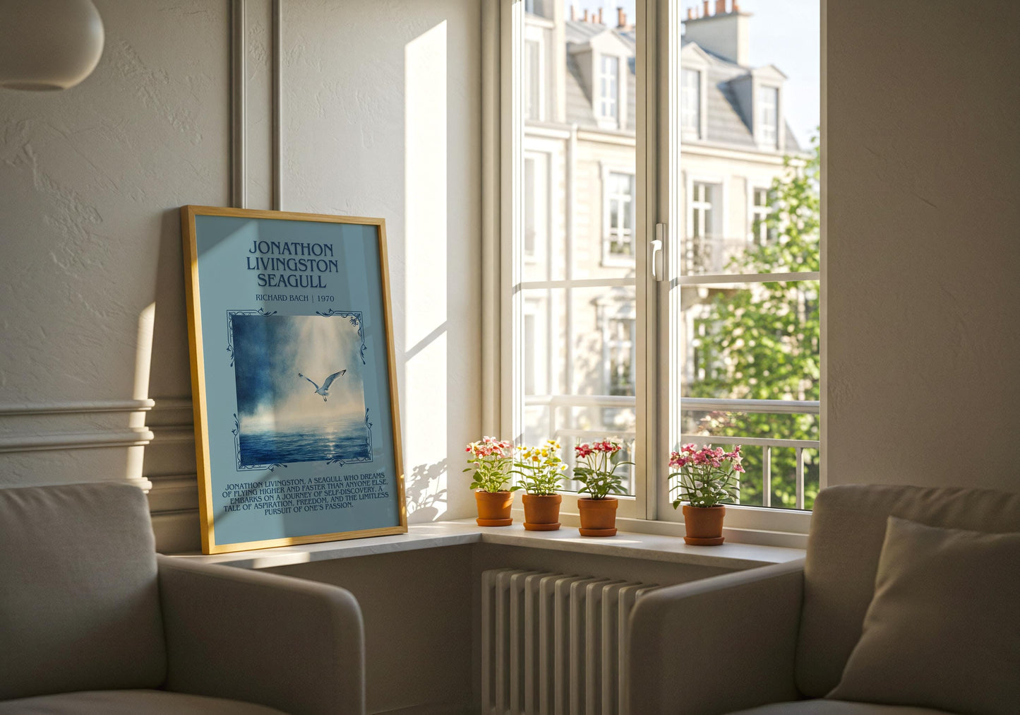 Jonathan Livingston Seagull by Richard Bach Descriptive, High Quality Poster Print.Free Delivery Wall Art.Author&Blurb Book Artwork. Gift