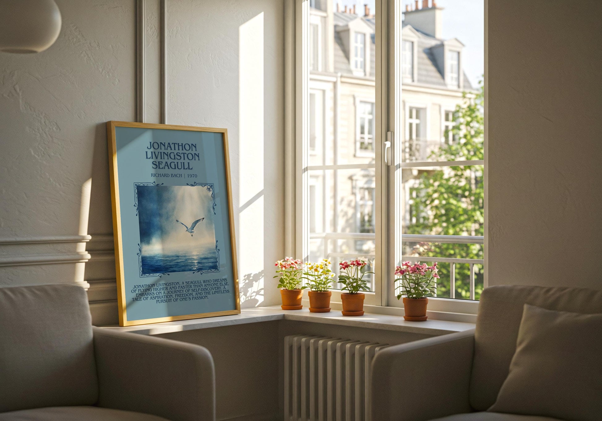 Jonathan Livingston Seagull by Richard Bach Descriptive, High Quality Poster Print.Free Delivery Wall Art.Author&Blurb Book Artwork. Gift
