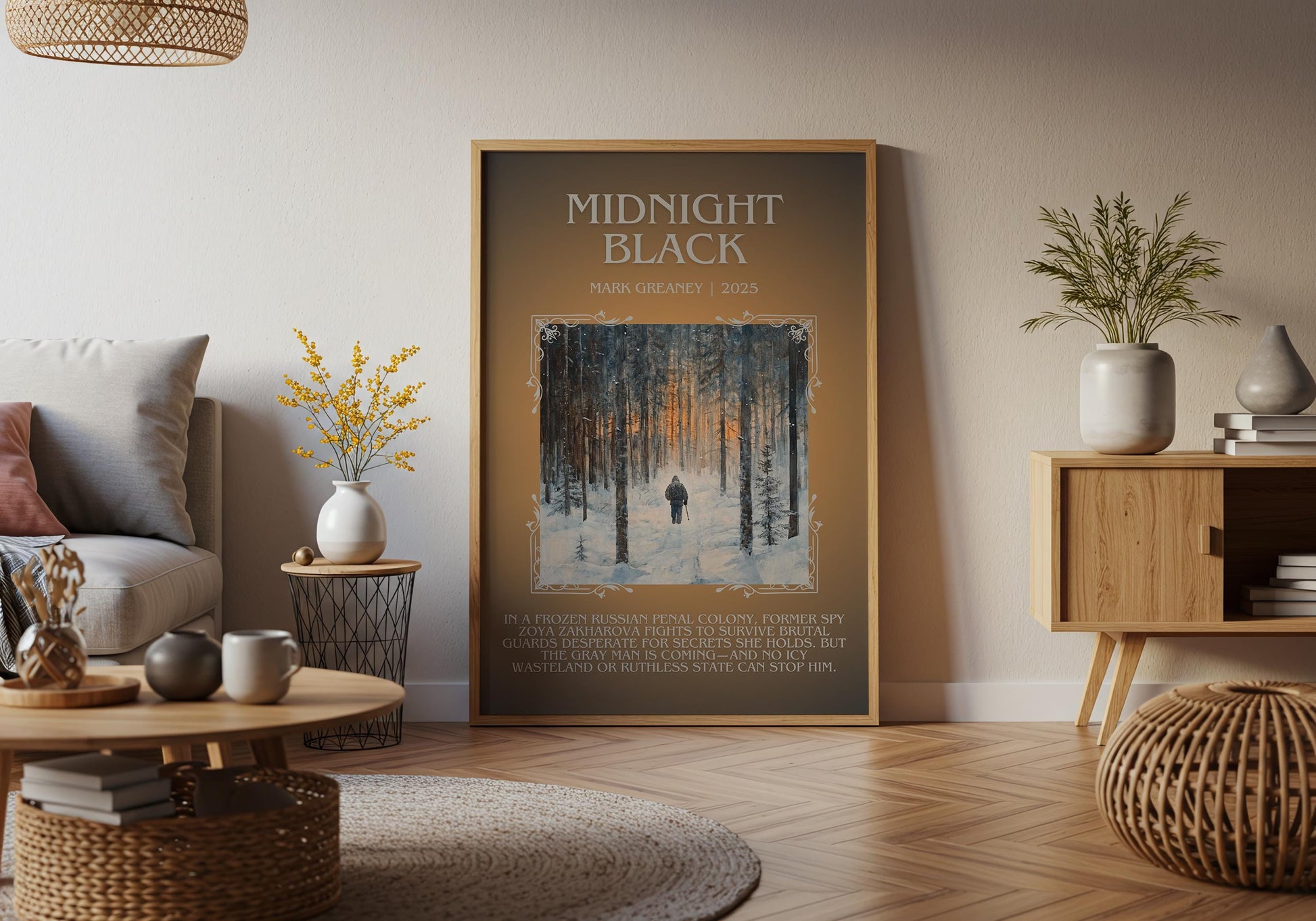 Midnight Black by Mark Greaney Descriptive, High Quality Poster Print.Free Delivery Wall Art.Author&Blurb Book Artwork. Book Summary Gift