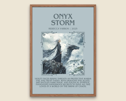 Onyx Storm by Rebecca Yarros Descriptive, High Quality Poster Print.Free Delivery Wall Art.Author&Blurb Book Artwork. Book Summary Gift