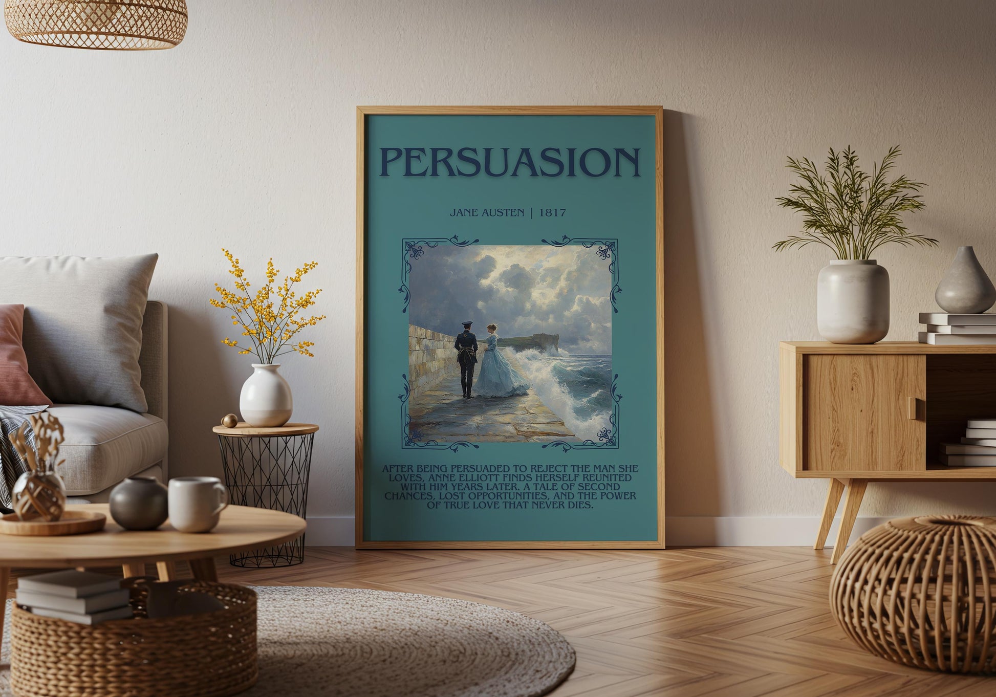 Persuasion by Jane Austen Descriptive, High Quality Poster Print.Free Delivery Wall Art.Author&Blurb Book Artwork. Book Summary Gift