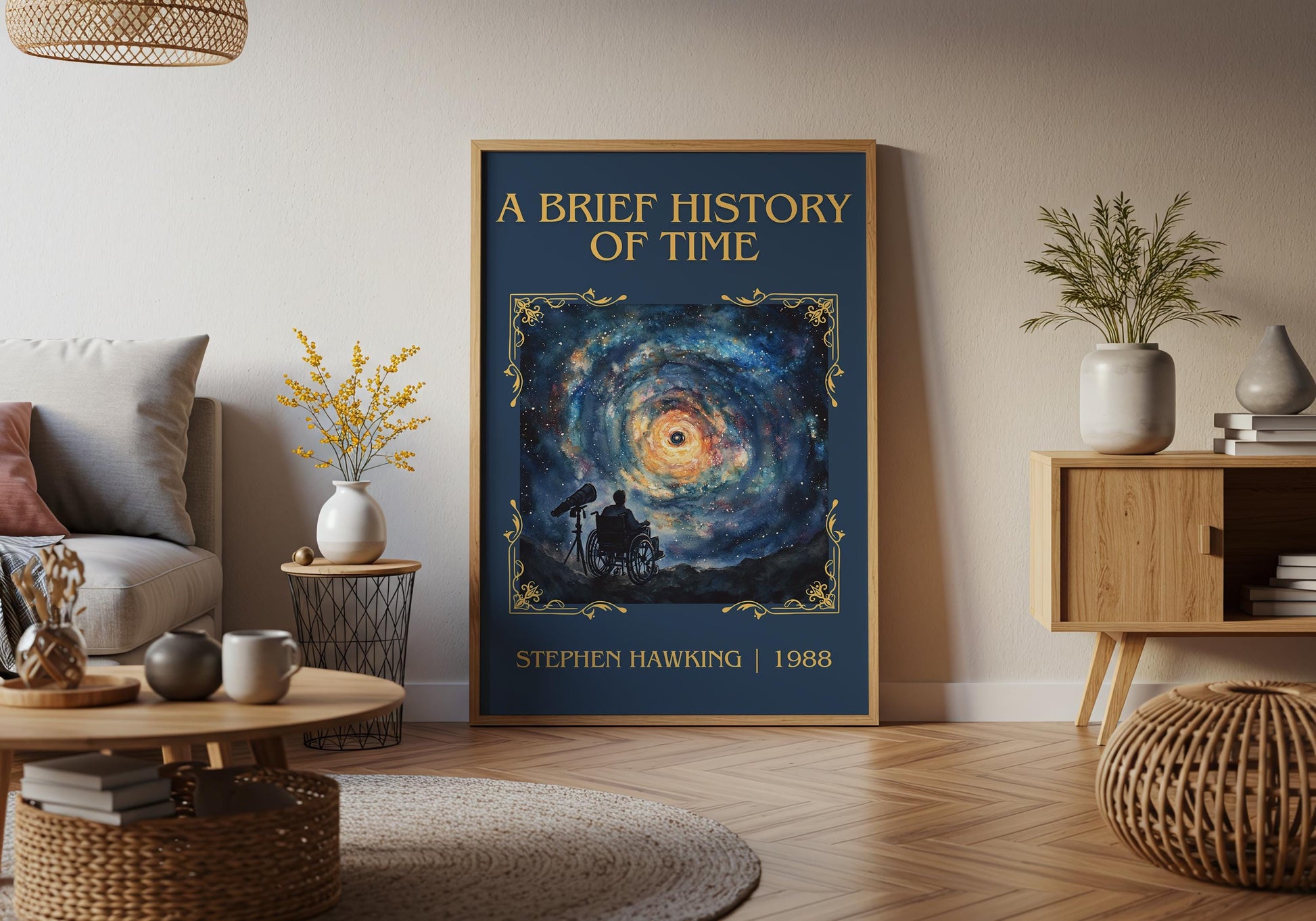 A Brief History Of Time by Stephen Hawking High Quality Poster Print. Fast Delivery Wall Art. Author, Title Book/Novel Artwork Minimalist