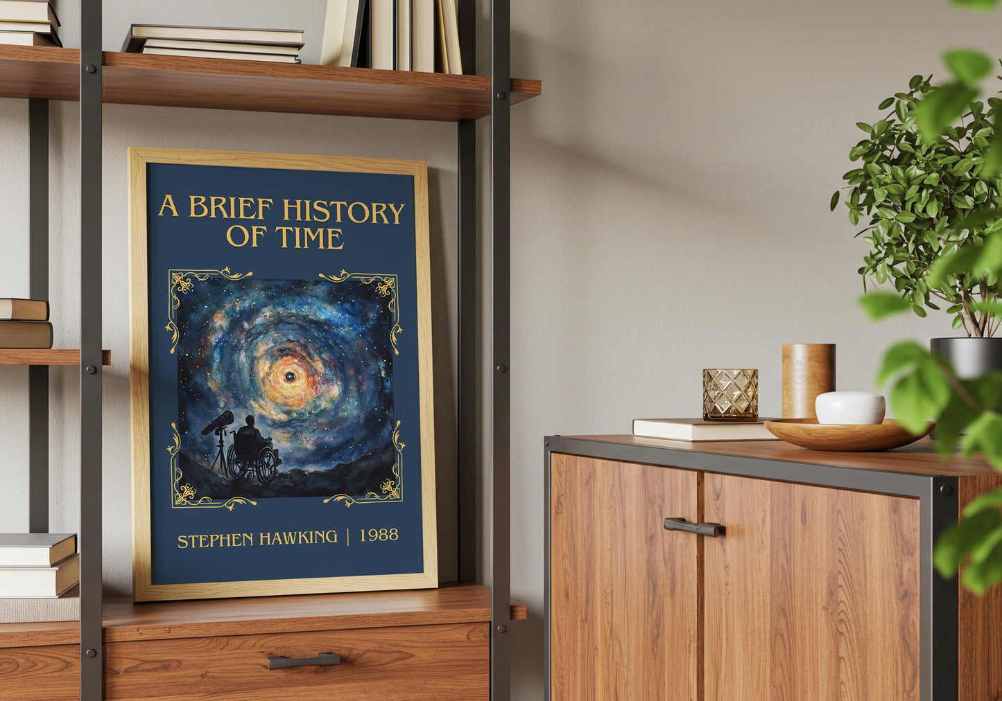 A Brief History Of Time by Stephen Hawking High Quality Poster Print. Fast Delivery Wall Art. Author, Title Book/Novel Artwork Minimalist