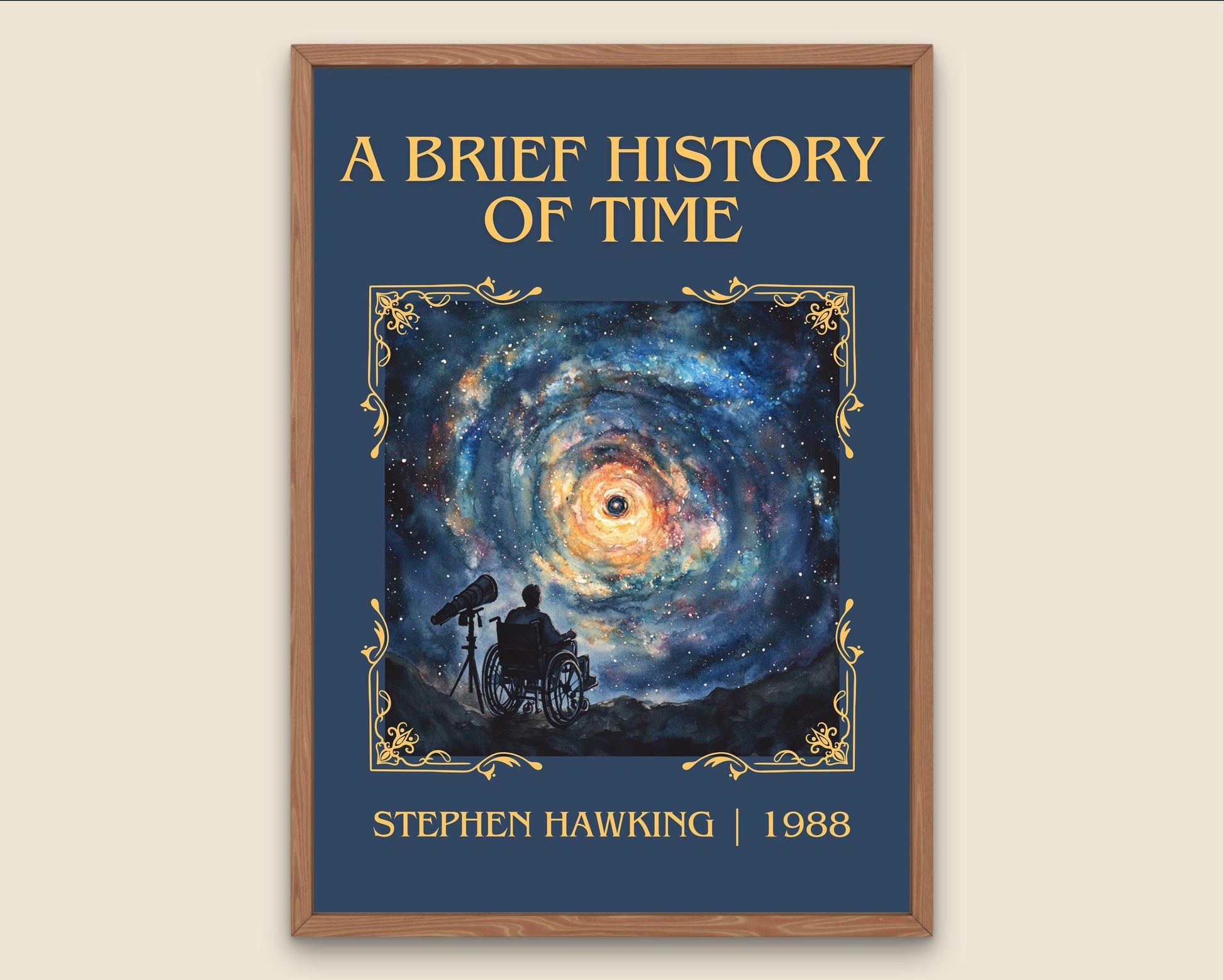A Brief History Of Time by Stephen Hawking High Quality Poster Print. Fast Delivery Wall Art. Author, Title Book/Novel Artwork Minimalist