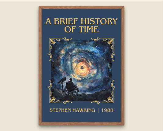 A Brief History Of Time by Stephen Hawking High Quality Poster Print. Fast Delivery Wall Art. Author, Title Book/Novel Artwork Minimalist
