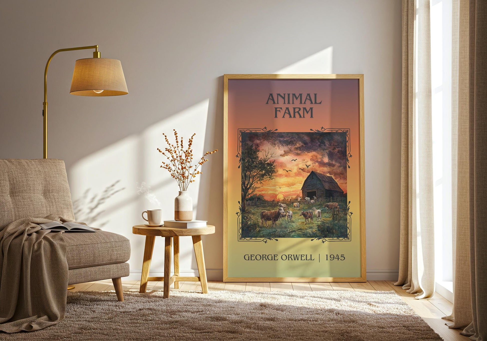 Animal Farm by George Orwell High Quality Poster Print. Fast Delivery Wall Art. Author, Title Book/Novel Artwork Minimalist Gift Decor