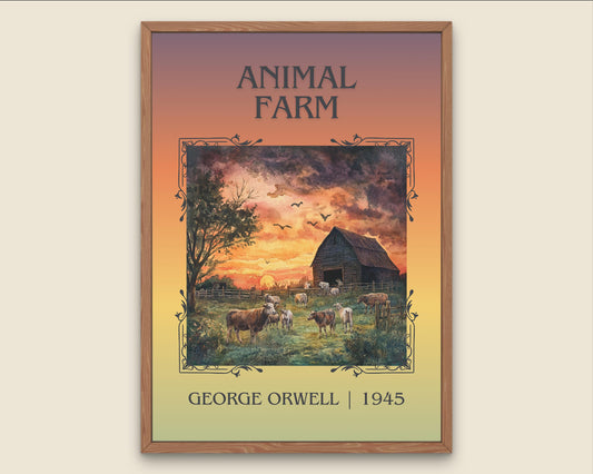 Animal Farm by George Orwell High Quality Poster Print. Fast Delivery Wall Art. Author, Title Book/Novel Artwork Minimalist Gift Decor