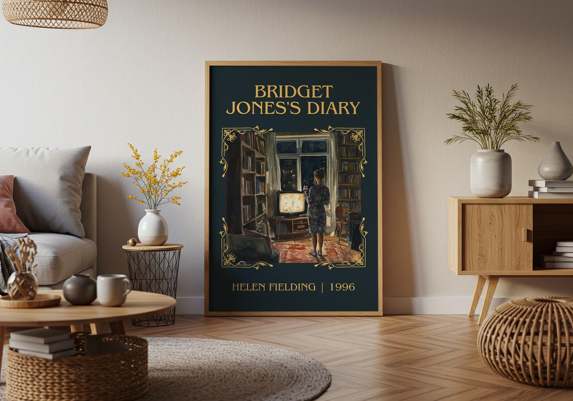 Bridget Jones's Diary by Helen Fielding High Quality Poster Print. Fast Delivery Wall Art. Author, Title Book/Novel Artwork Minimalist Gift