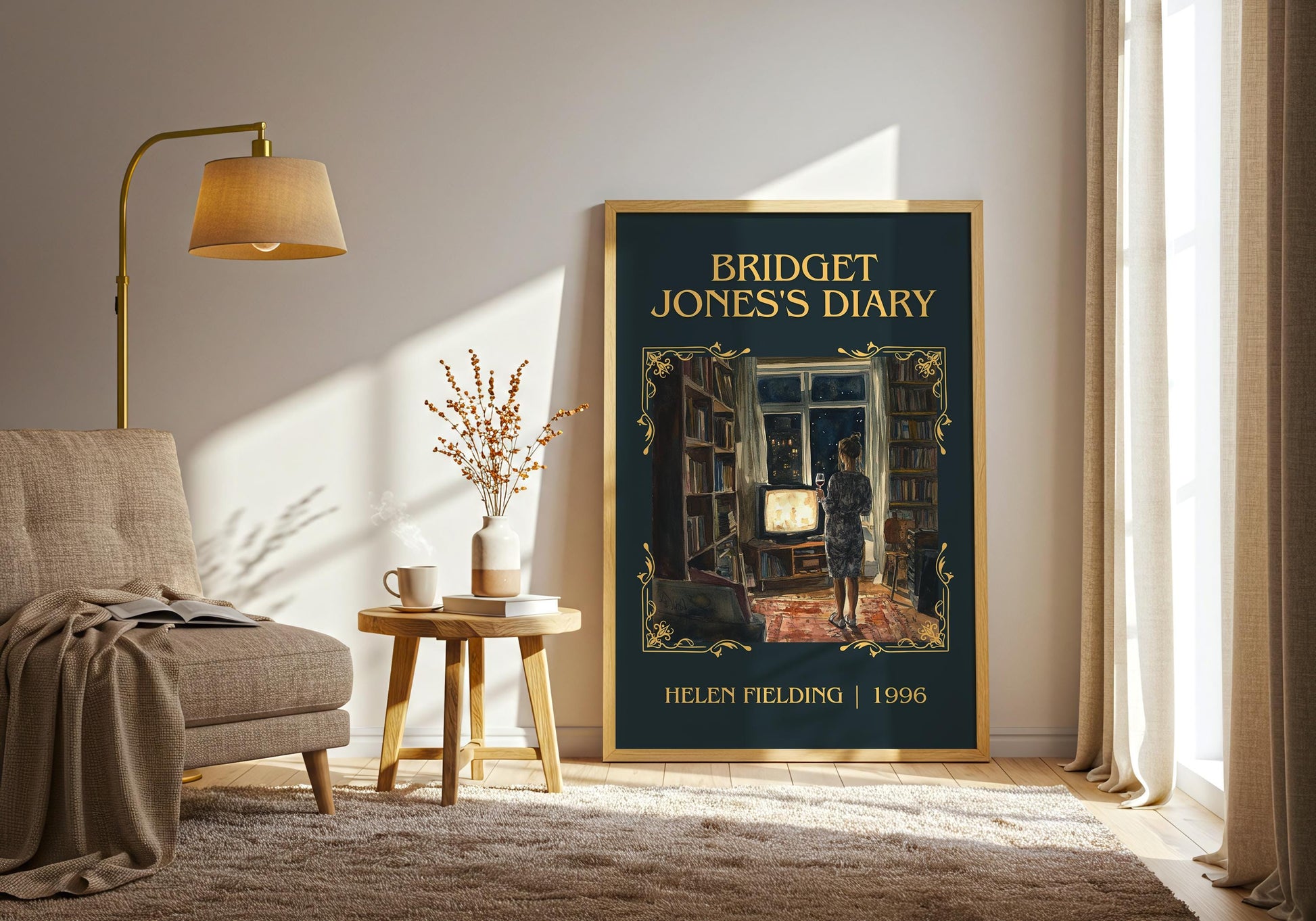 Bridget Jones's Diary by Helen Fielding High Quality Poster Print. Fast Delivery Wall Art. Author, Title Book/Novel Artwork Minimalist Gift