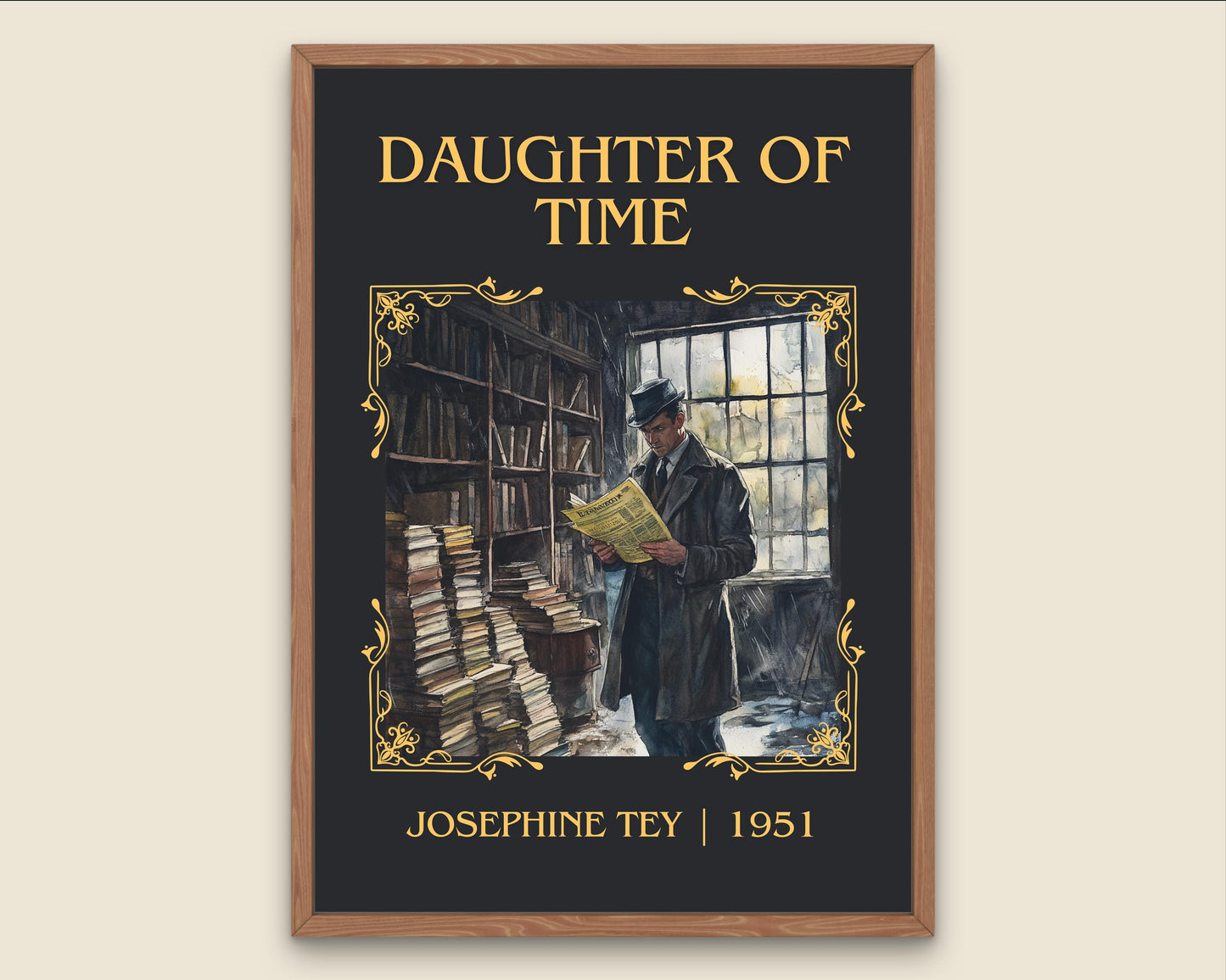 Daughter Of Time by Josephine Tey High Quality Poster Print. Fast Delivery Wall Art. Author, Title Book/Novel Artwork Minimalist Gift Decor
