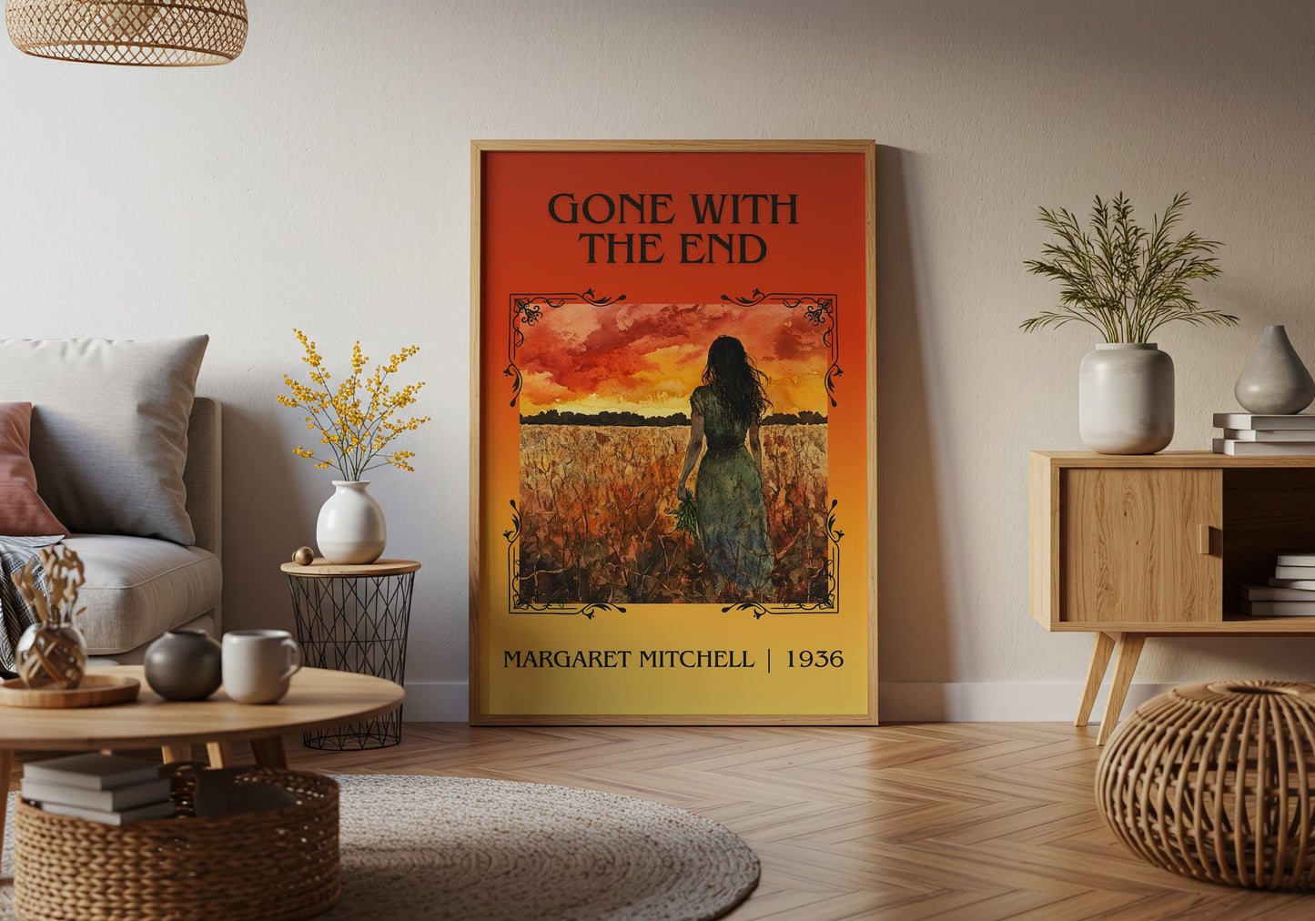 Gone With The End by Margaret Mitchell High Quality Poster Print. Fast Delivery Wall Art. Author, Title Book/Novel Artwork Minimalist Gift