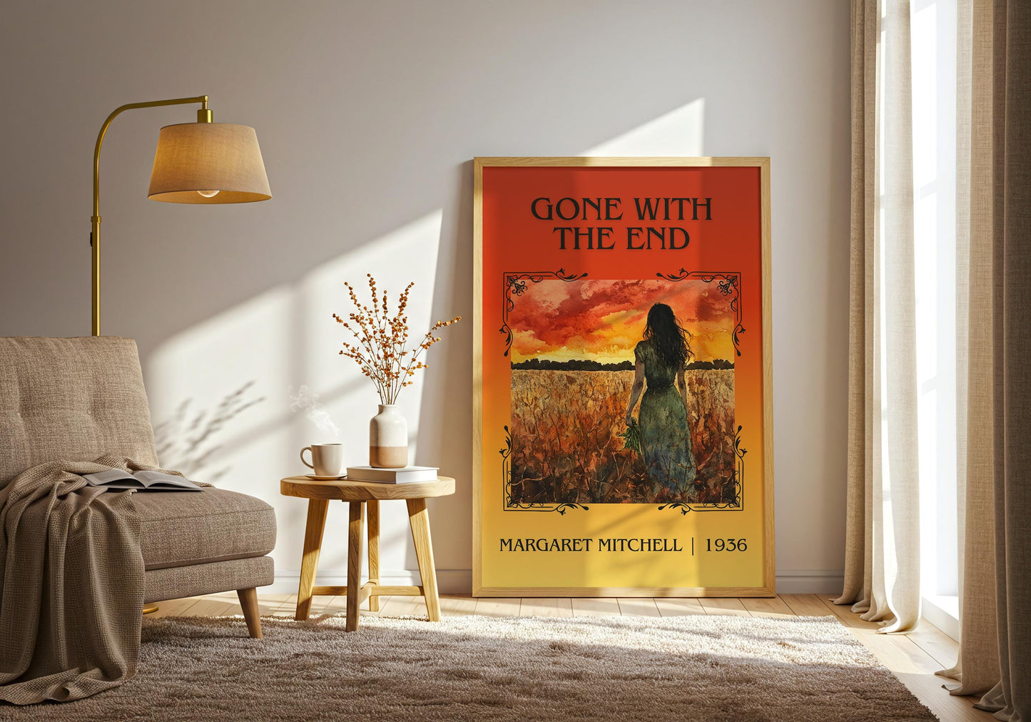 Gone With The End by Margaret Mitchell High Quality Poster Print. Fast Delivery Wall Art. Author, Title Book/Novel Artwork Minimalist Gift