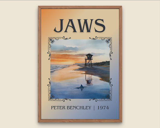 Jaws by Peter Benchley High Quality Poster Print. Fast Delivery Wall Art. Author, Title Book/Novel Artwork Minimalist Gift Decor