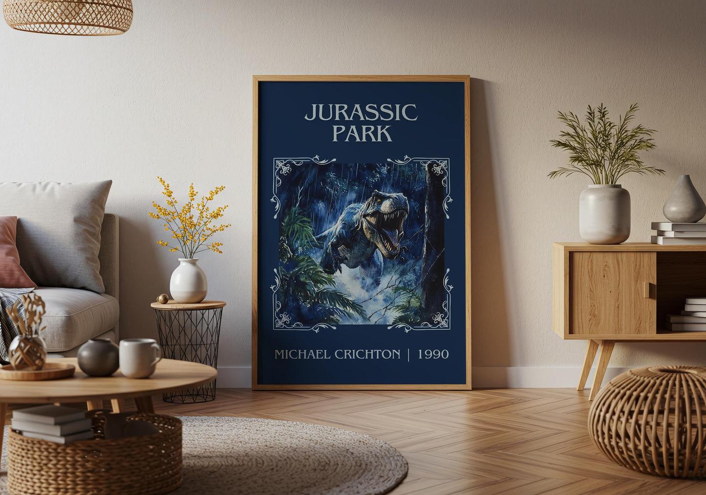 Jurassic Park by Michael Chrichton High Quality Poster Print. Fast Delivery Wall Art. Author, Title Book/Novel Artwork Minimalist Gift