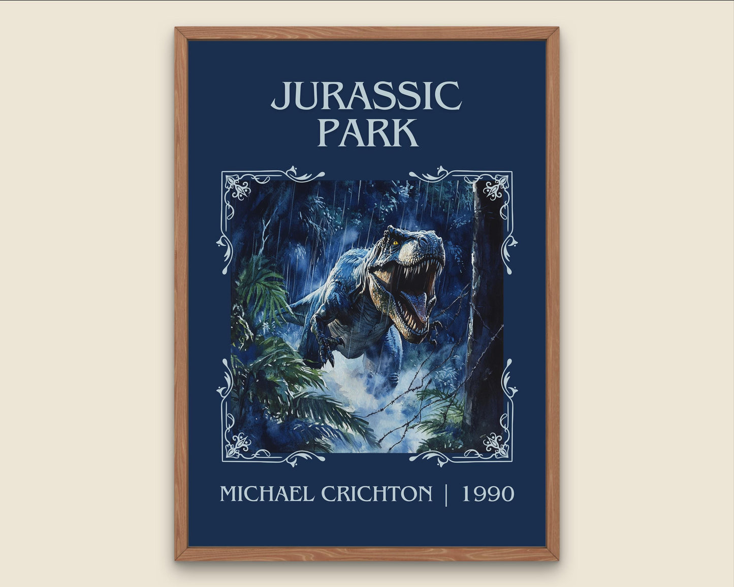 Jurassic Park by Michael Chrichton High Quality Poster Print. Fast Delivery Wall Art. Author, Title Book/Novel Artwork Minimalist Gift