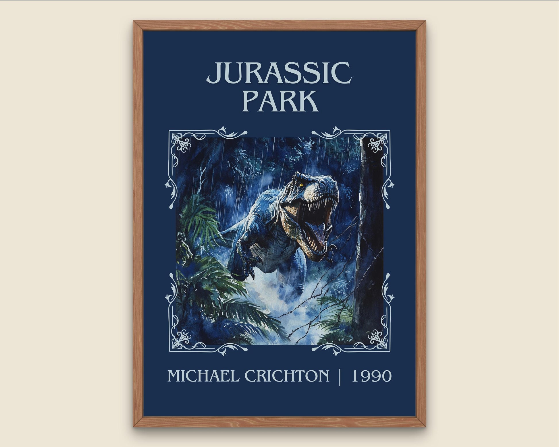 Jurassic Park by Michael Chrichton High Quality Poster Print. Fast Delivery Wall Art. Author, Title Book/Novel Artwork Minimalist Gift