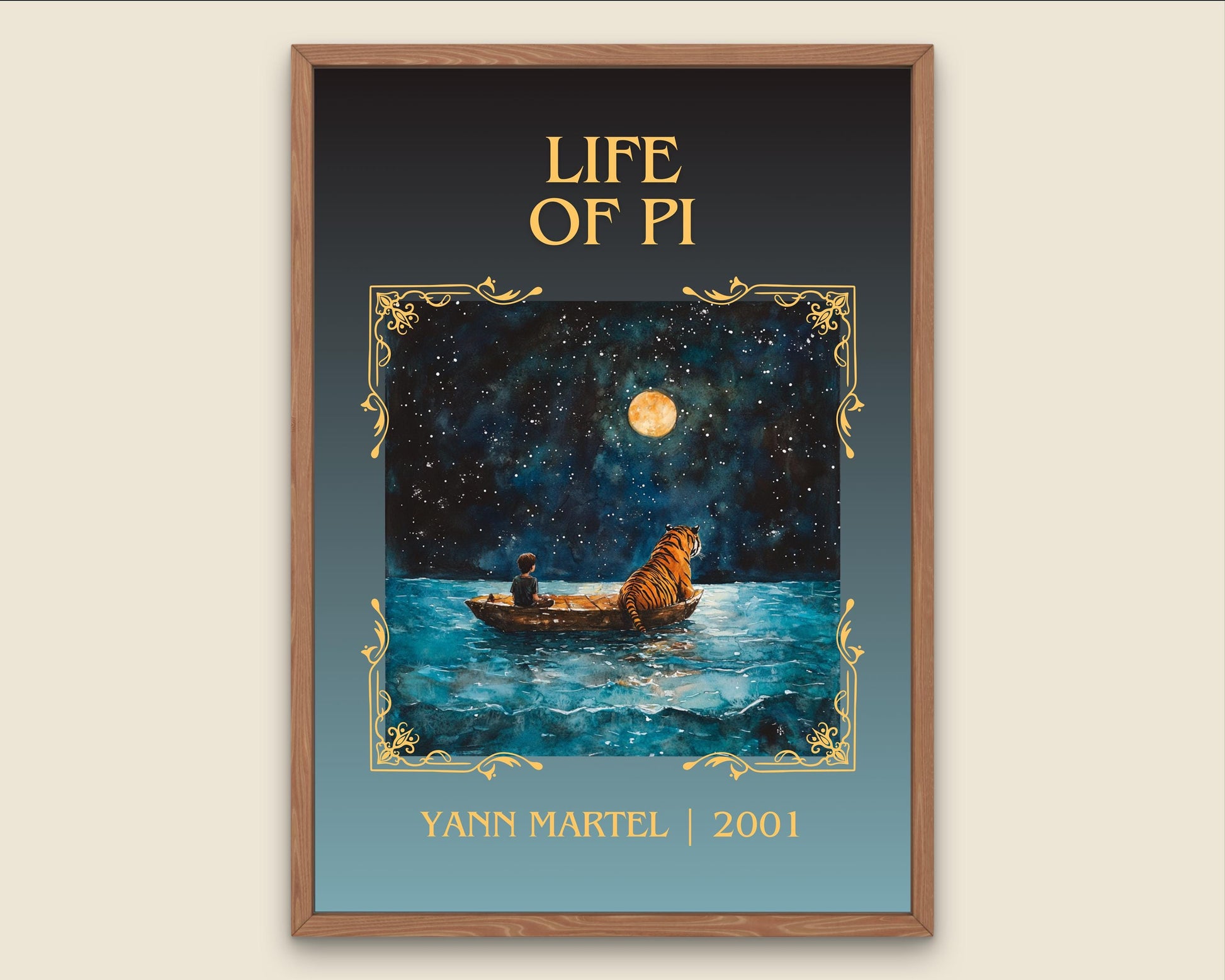 Life Of Pi by Yann Martel High Quality Poster Print. Fast Delivery Wall Art. Author, Title Book/Novel Artwork Minimalist Gift Decor Art