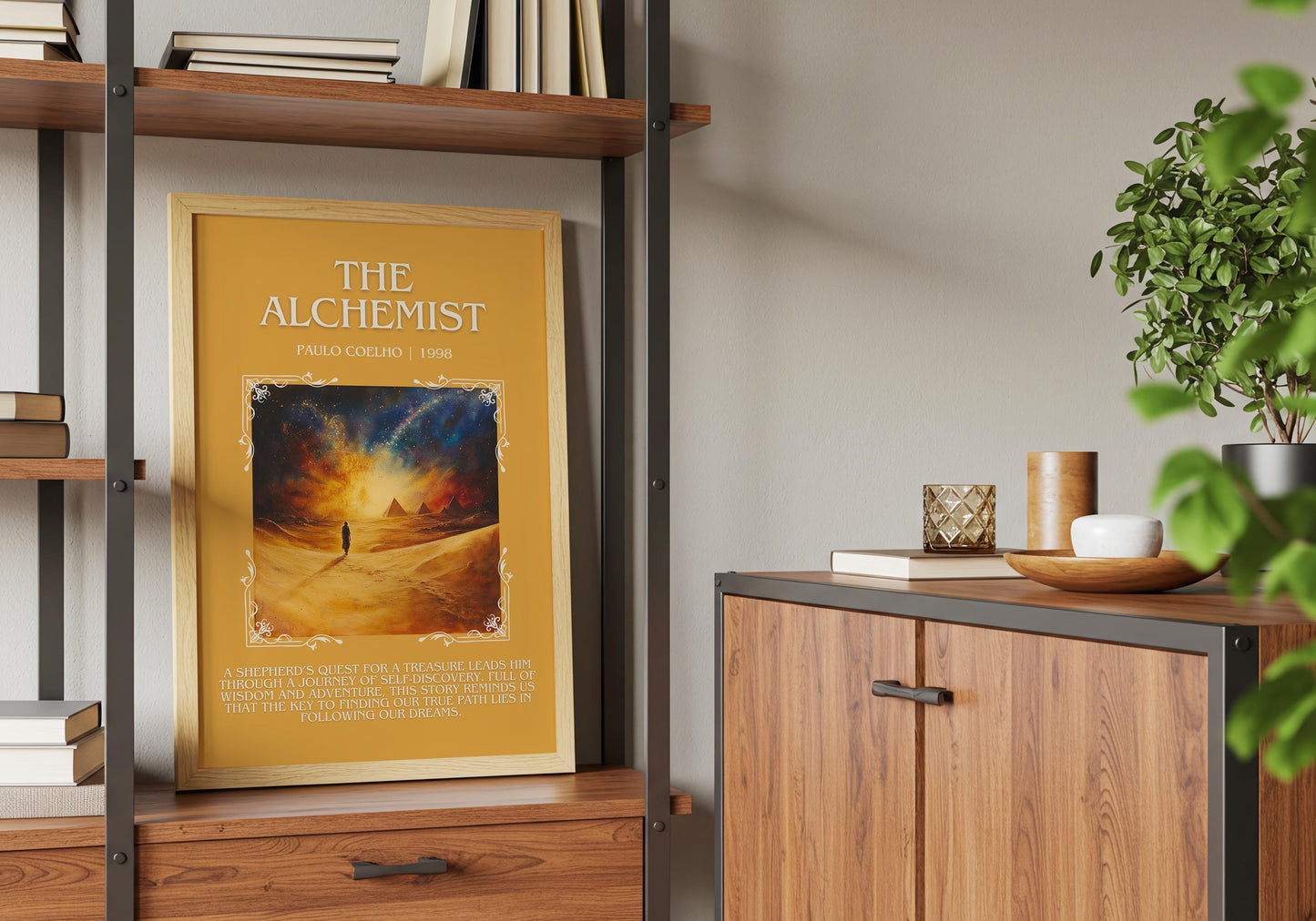 The Alchemist by Paulo Coelho Descriptive, High Quality Poster Print.Free Delivery Wall Art.Author&Blurb Book Artwork. Book Summary Gift