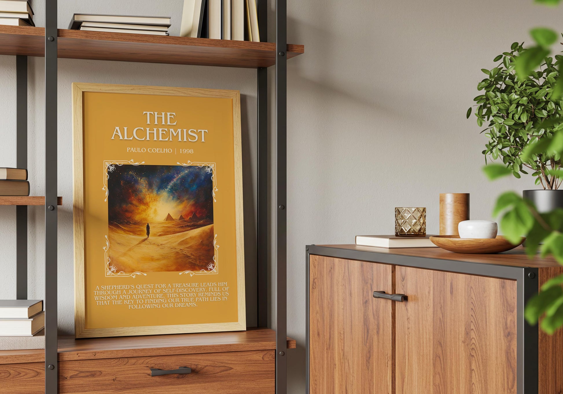 The Alchemist by Paulo Coelho Descriptive, High Quality Poster Print.Free Delivery Wall Art.Author&Blurb Book Artwork. Book Summary Gift