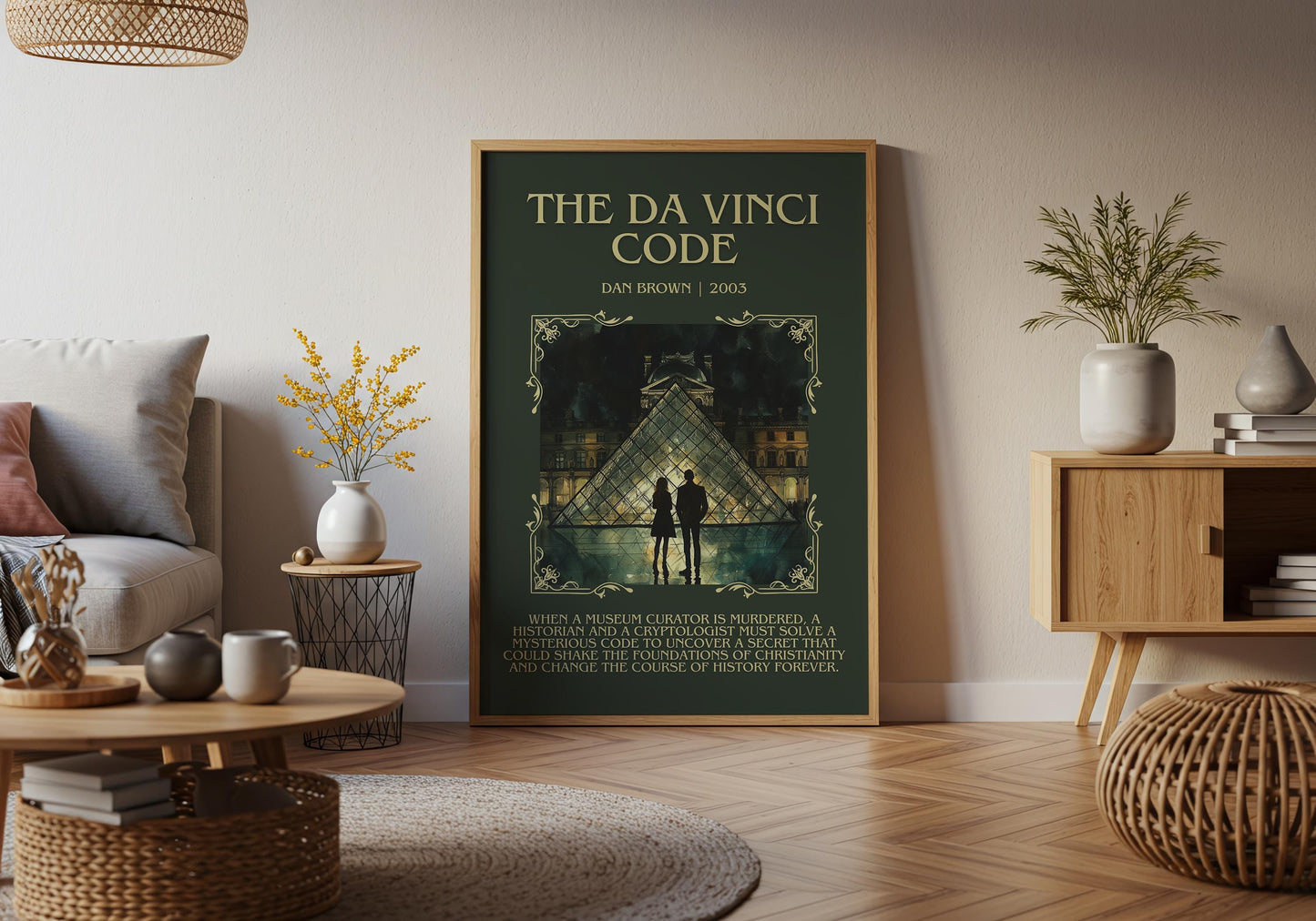 The Da Vinci Code by Dan Brown Descriptive, High Quality Poster Print.Free Delivery Wall Art.Author&Blurb Book Artwork. Book Summary Gift