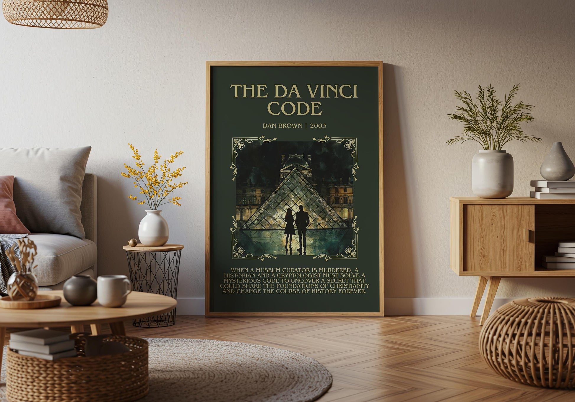 The Da Vinci Code by Dan Brown Descriptive, High Quality Poster Print.Free Delivery Wall Art.Author&Blurb Book Artwork. Book Summary Gift