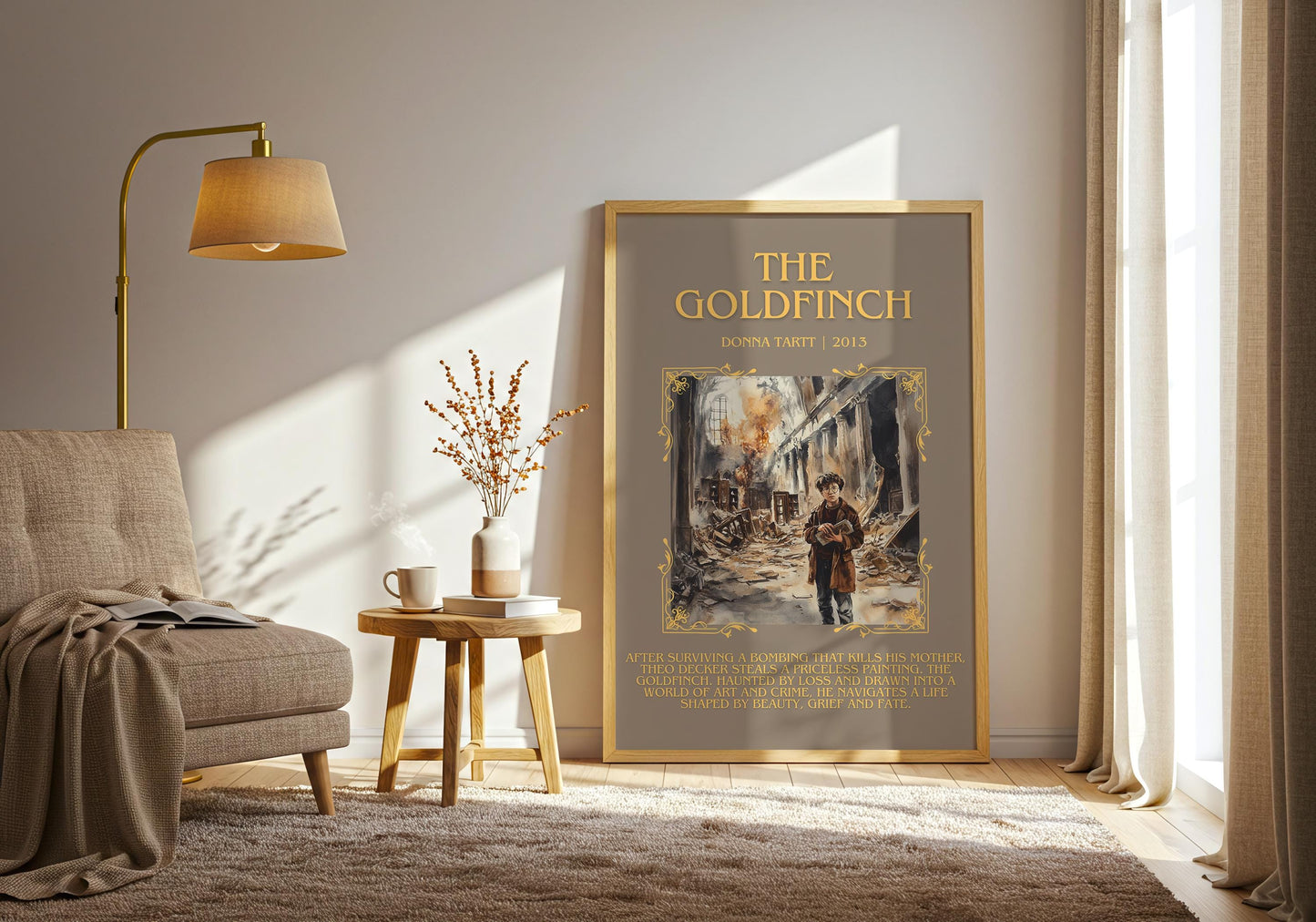 The Goldfinch by Donna Tartt Descriptive, High Quality Poster Print.Free Delivery Wall Art.Author&Blurb Book Artwork. Summary Gift