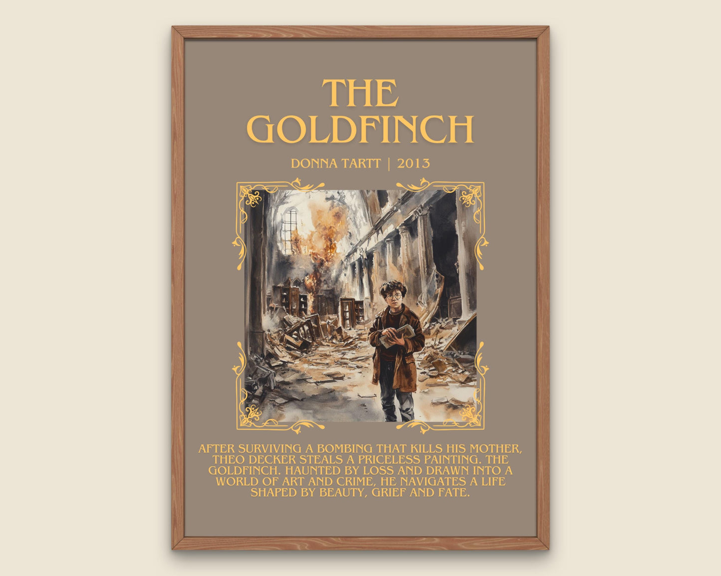 The Goldfinch by Donna Tartt Descriptive, High Quality Poster Print.Free Delivery Wall Art.Author&Blurb Book Artwork. Summary Gift