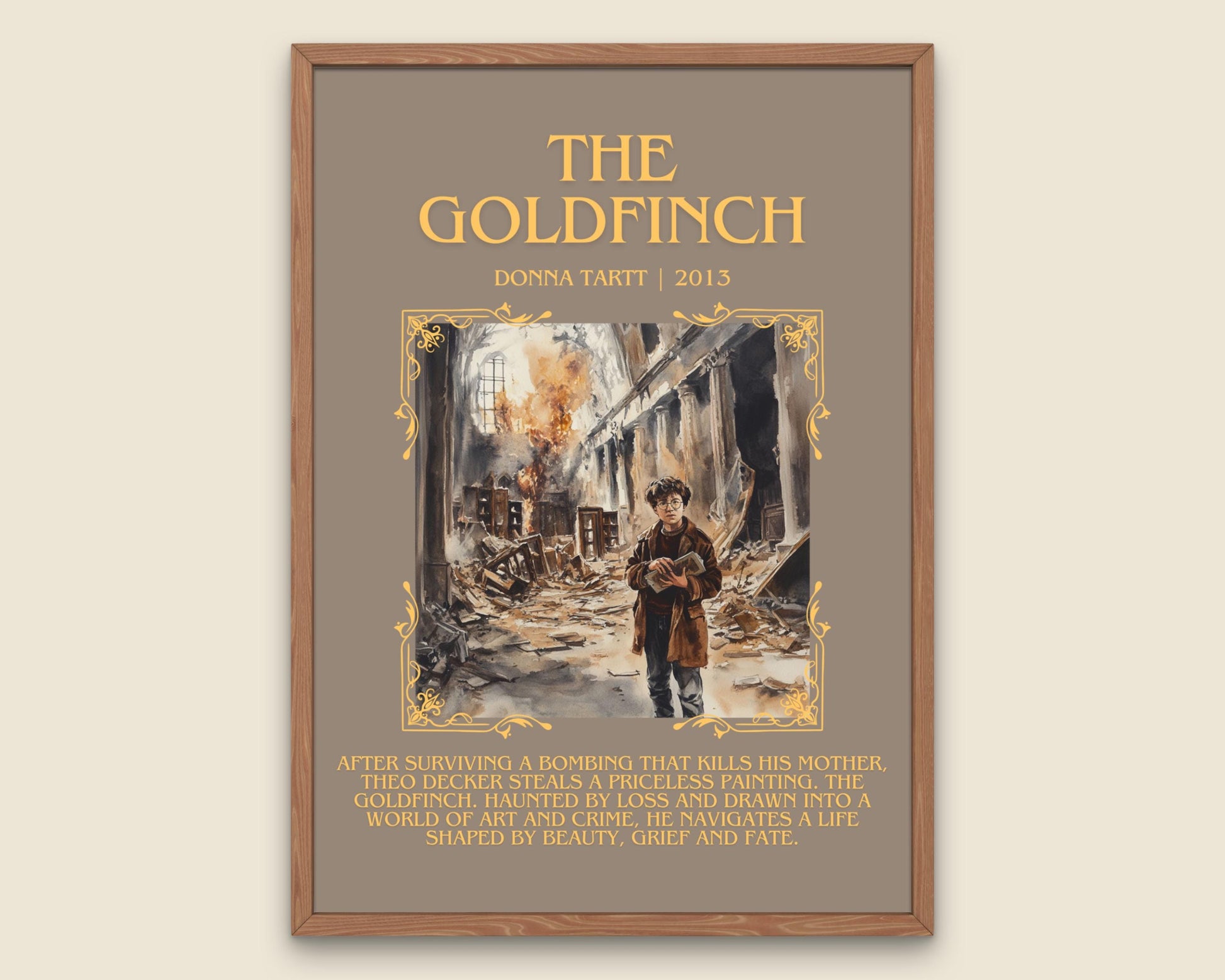 The Goldfinch by Donna Tartt Descriptive, High Quality Poster Print.Free Delivery Wall Art.Author&Blurb Book Artwork. Summary Gift