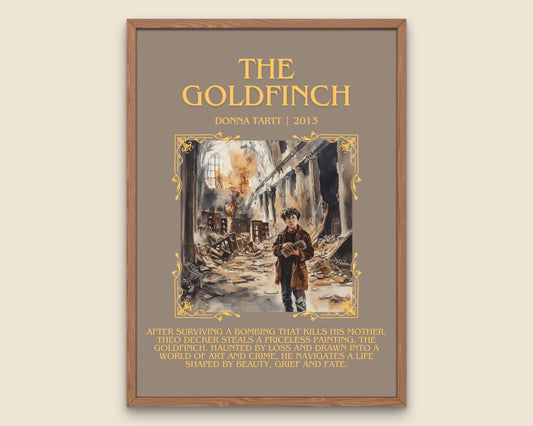 The Goldfinch by Donna Tartt Descriptive, High Quality Poster Print.Free Delivery Wall Art.Author&Blurb Book Artwork. Summary Gift