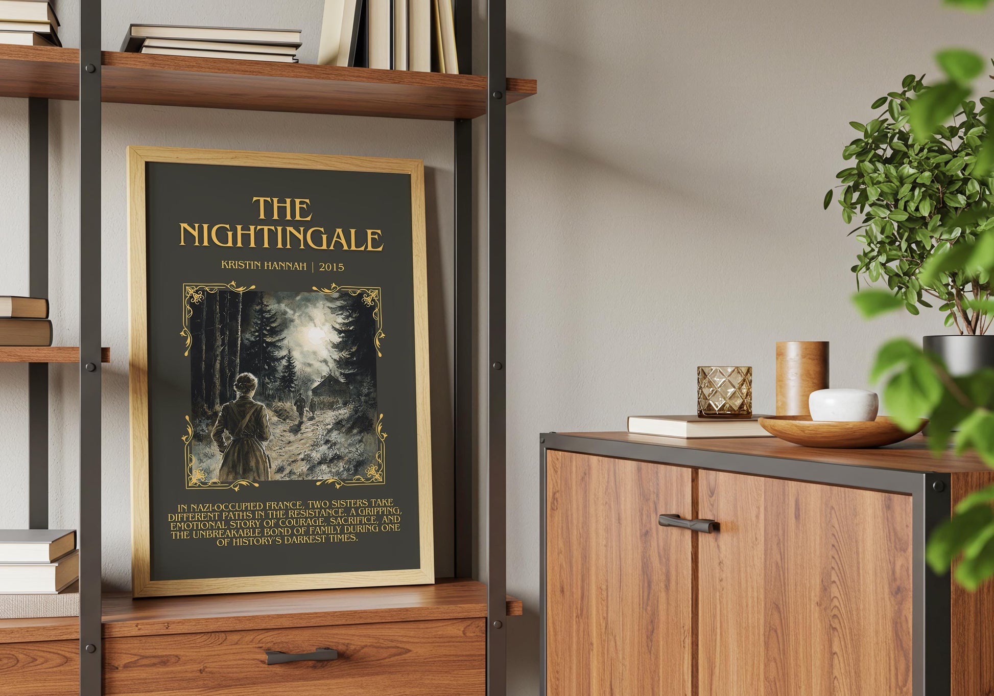 The Nightingale by Kristin Hannah Descriptive, High Quality Poster Print.Free Delivery Wall Art.Author&Blurb Book Artwork. Summary Gift