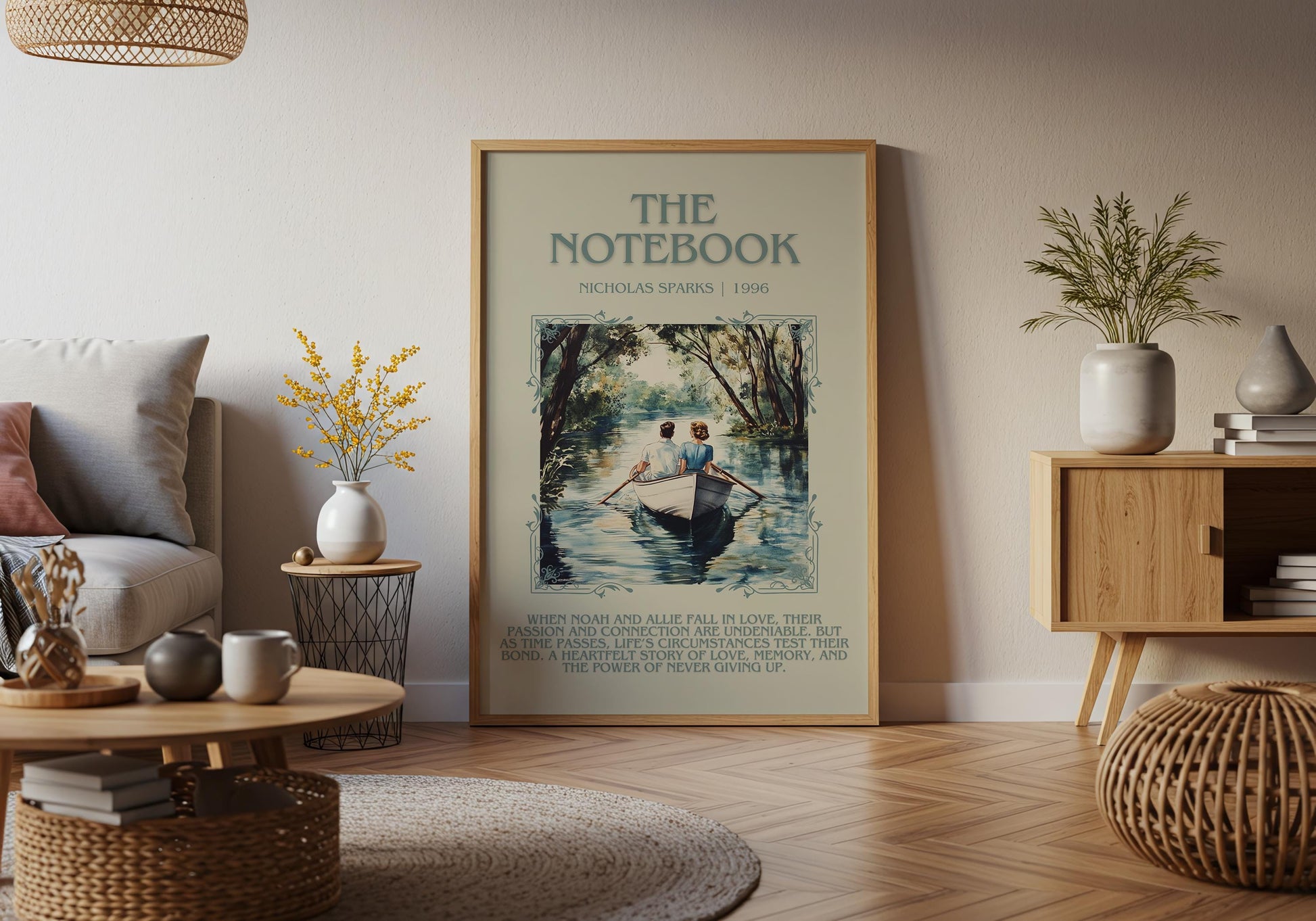 The Notebook by Nicholas Sparks Descriptive, High Quality Poster Print.Free Delivery Wall Art.Author&Blurb Book Artwork. Summary Gift