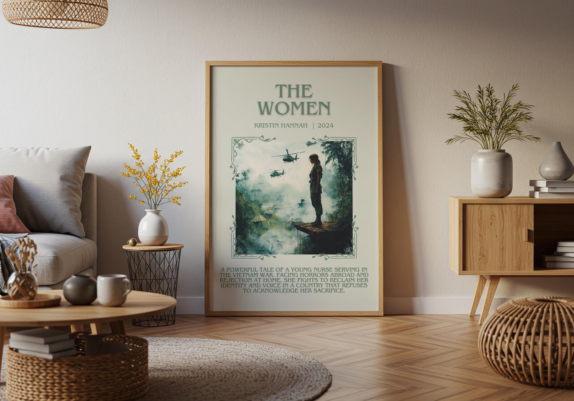 The Women by Kristin Hannah Descriptive, High Quality Poster Print.Free Delivery Wall Art.Author&Blurb Book Artwork. Summary Gift