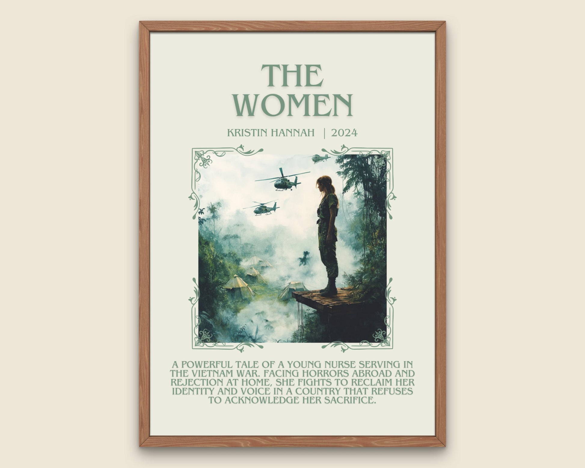 The Women by Kristin Hannah Descriptive, High Quality Poster Print.Free Delivery Wall Art.Author&Blurb Book Artwork. Summary Gift