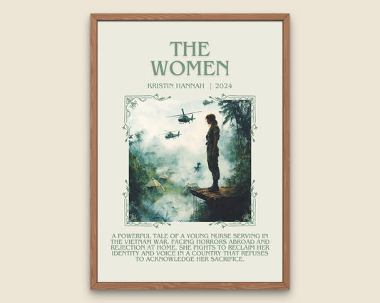 The Women by Kristin Hannah Descriptive, High Quality Poster Print.Free Delivery Wall Art.Author&Blurb Book Artwork. Summary Gift