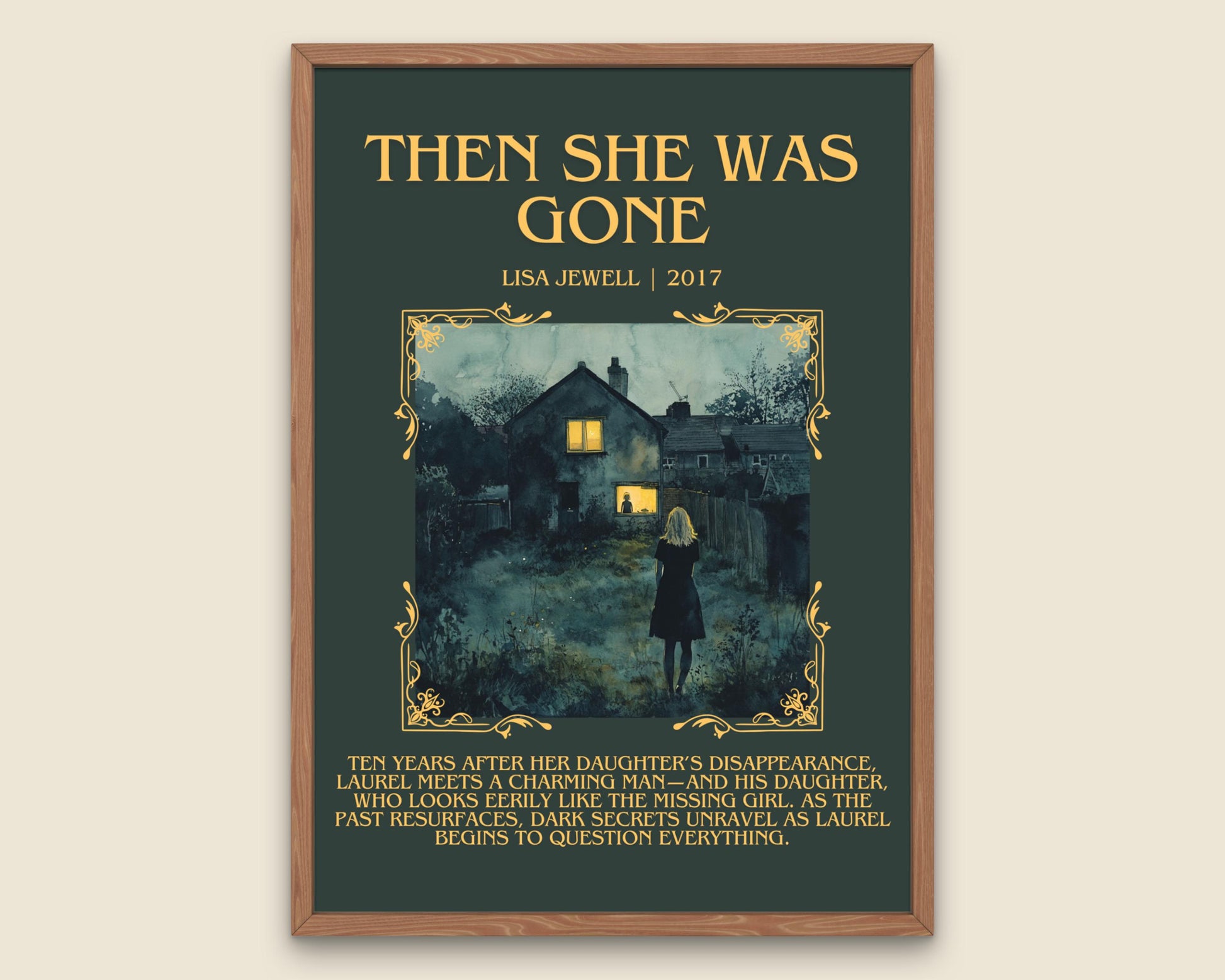 Then She Was Gone by Lisa Jewell Descriptive, High Quality Poster Print.Free Delivery Wall Art.Author&Blurb Book Artwork. Summary Gift