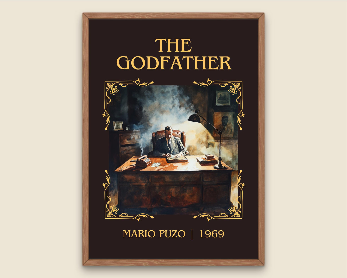 The Godfather by Mario Puzo High Quality Poster Print.Fast Delivery Wall Art. Author, Title Book Artwork Minimalist Movie Style Decor