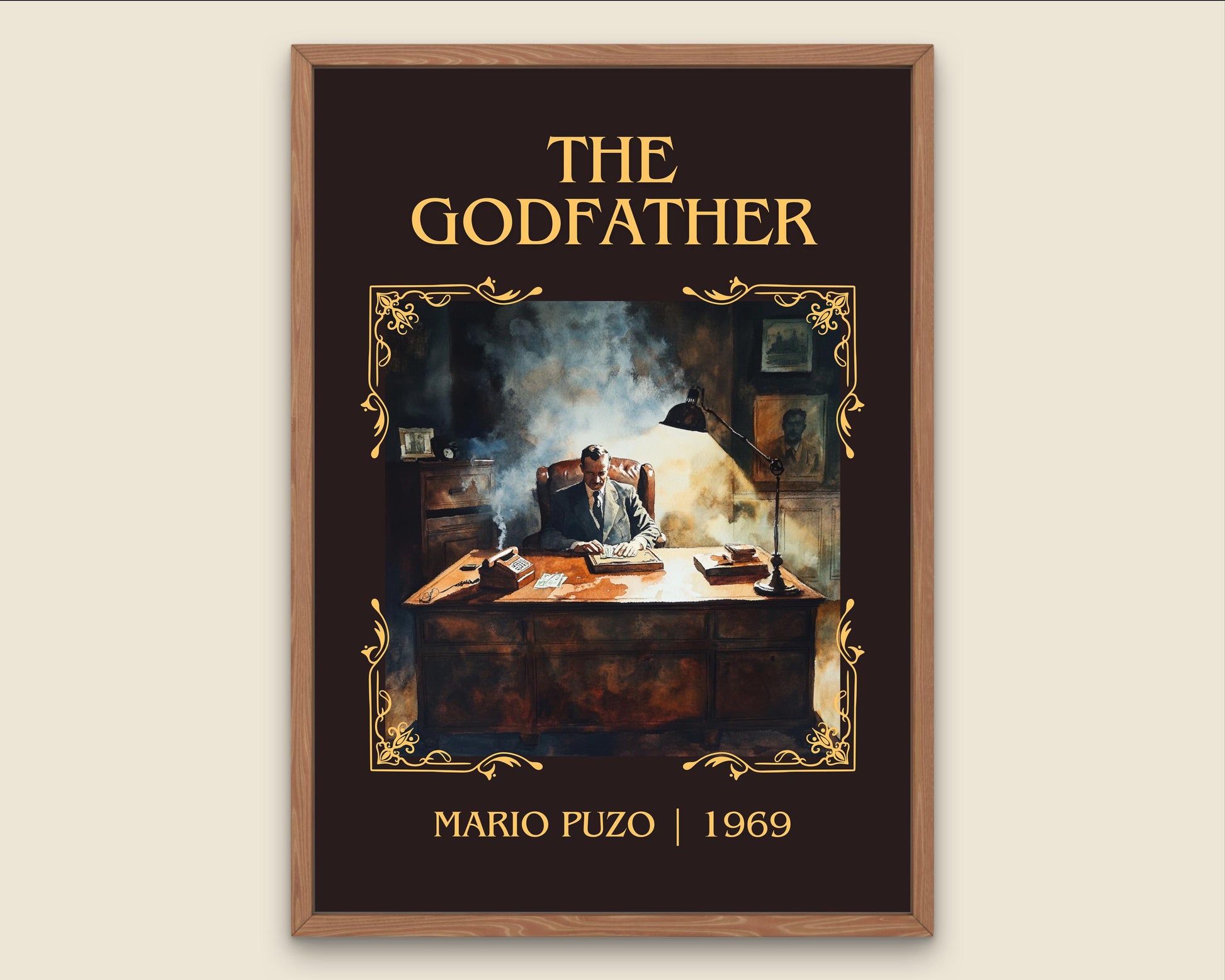 The Godfather by Mario Puzo High Quality Poster Print.Fast Delivery Wall Art. Author, Title Book Artwork Minimalist Movie Style Decor