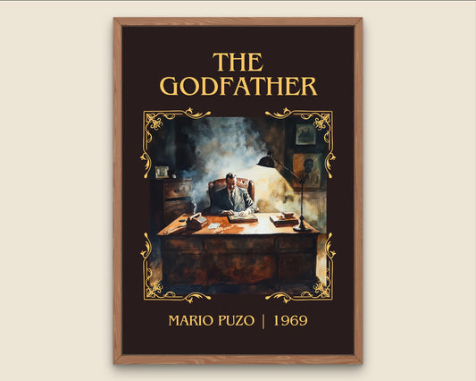 The Godfather by Mario Puzo High Quality Poster Print.Fast Delivery Wall Art. Author, Title Book Artwork Minimalist Movie Style Decor